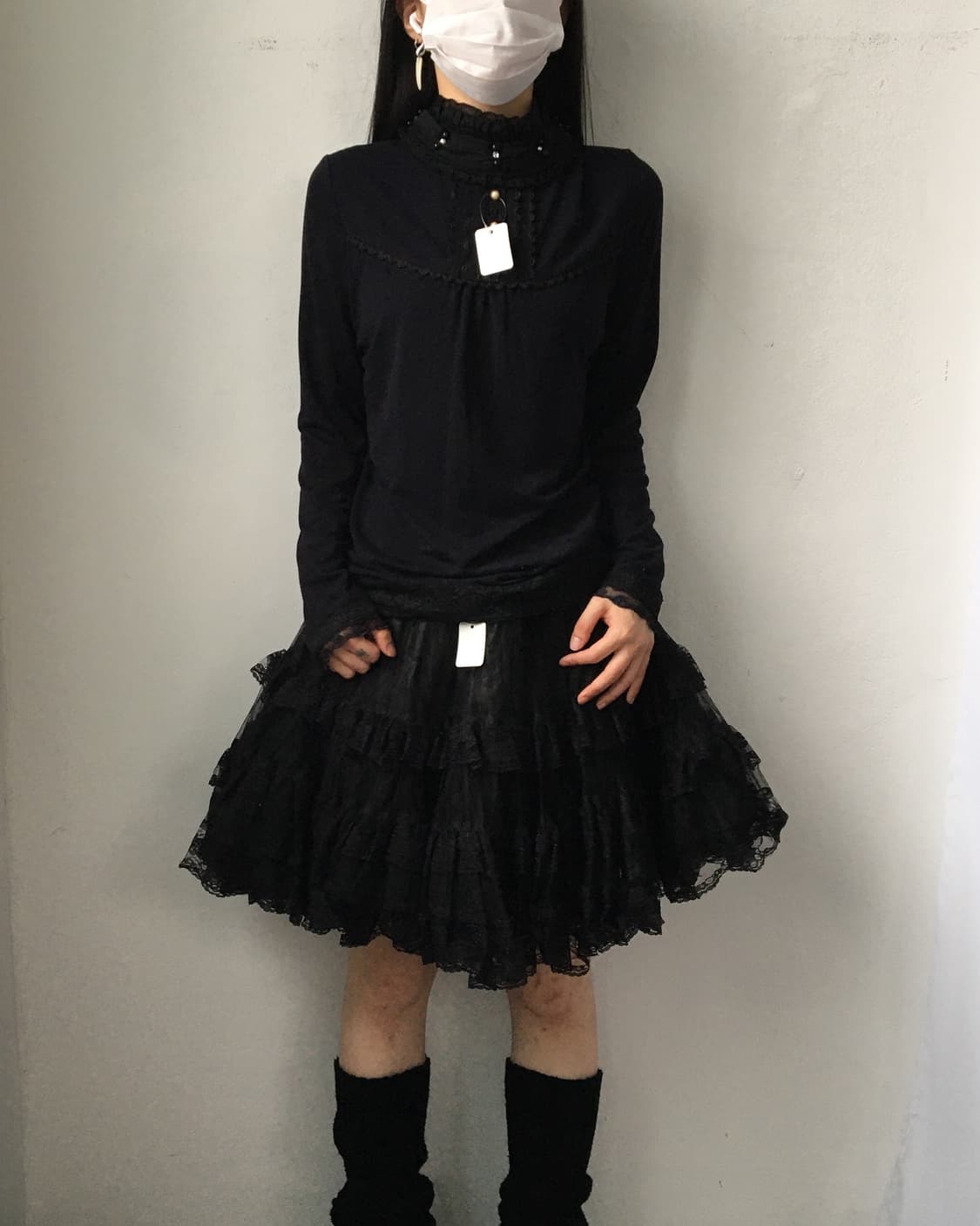 Frill point high neck sleeve 상품이미지1