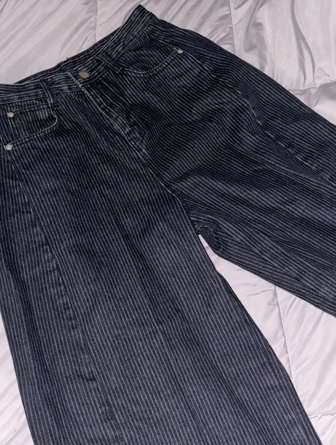 스트라이프 빅 와이드 데님 팬츠 상품이미지2