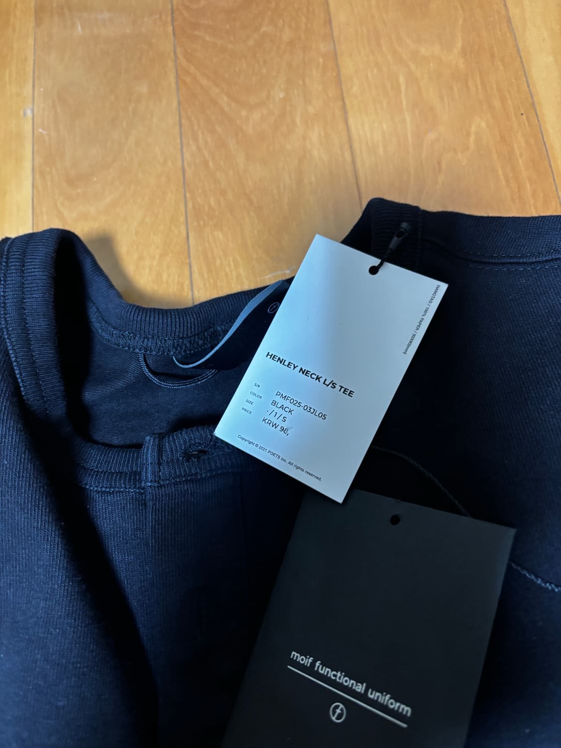 모이프 헨리넥 롱슬리브 1사이즈 블랙 상품이미지1