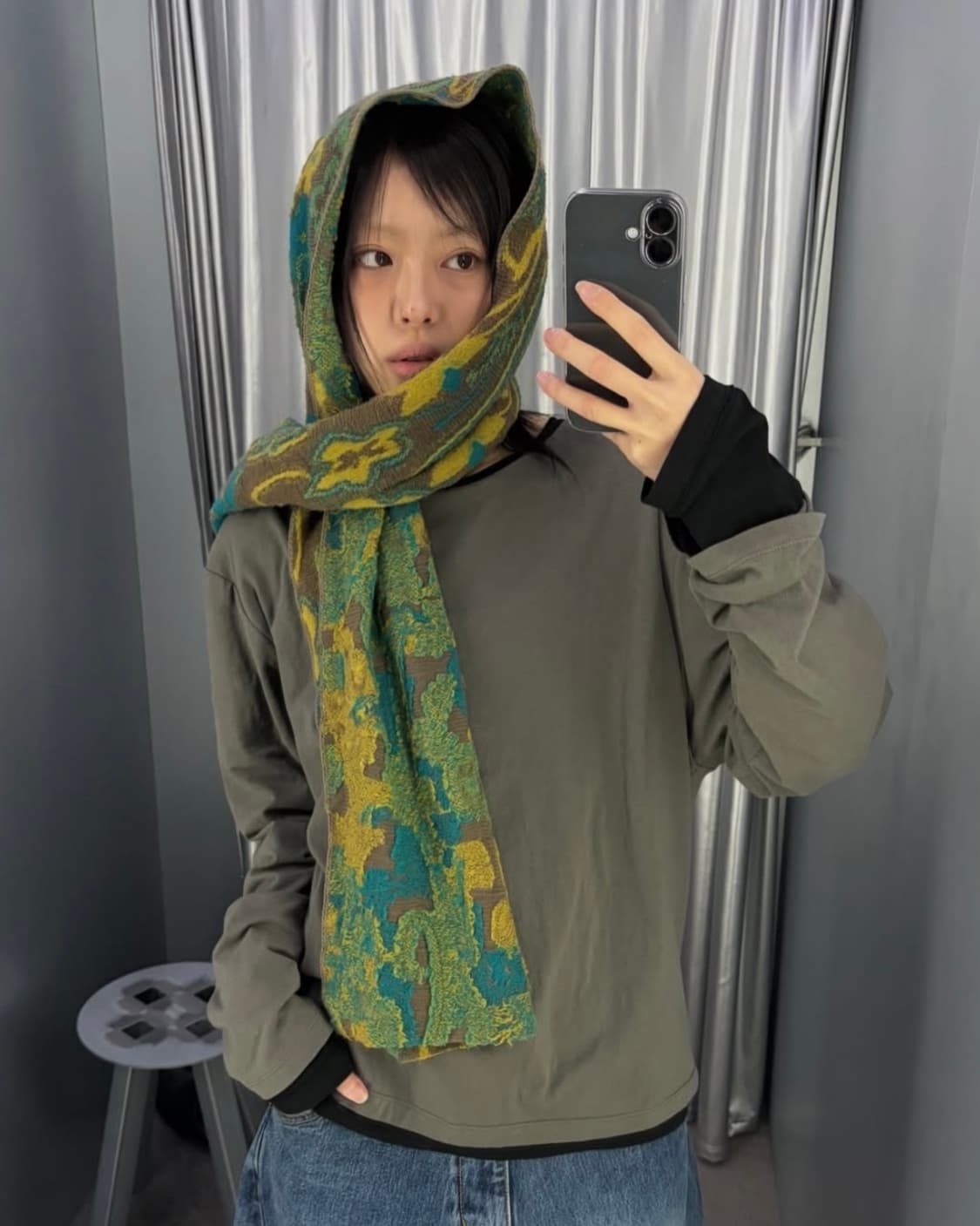 해칭룸 Floral Jacquard Muffler Yellow 상품이미지1