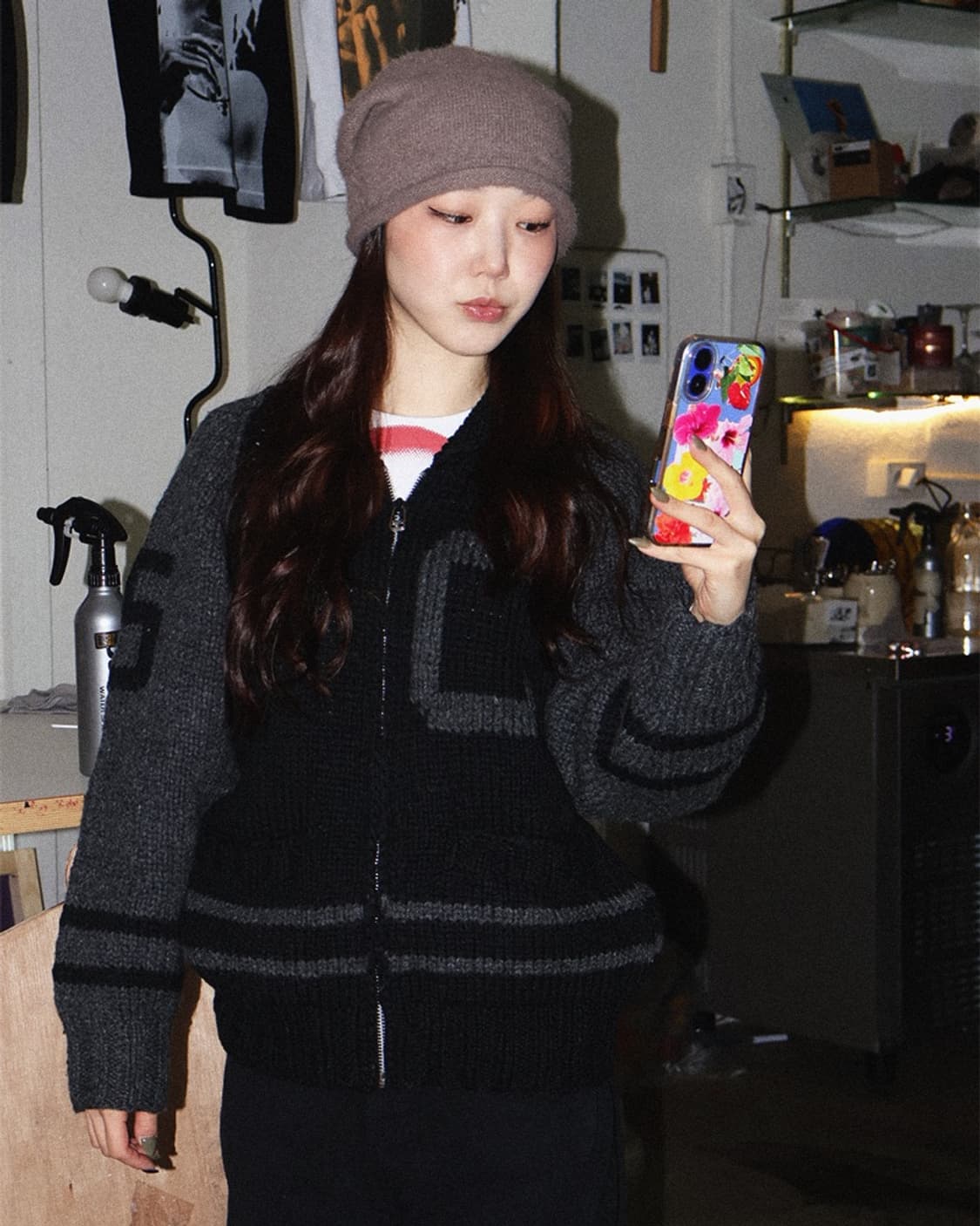 LETTERED VARSITY ZIP KNIT (M) 상품이미지1