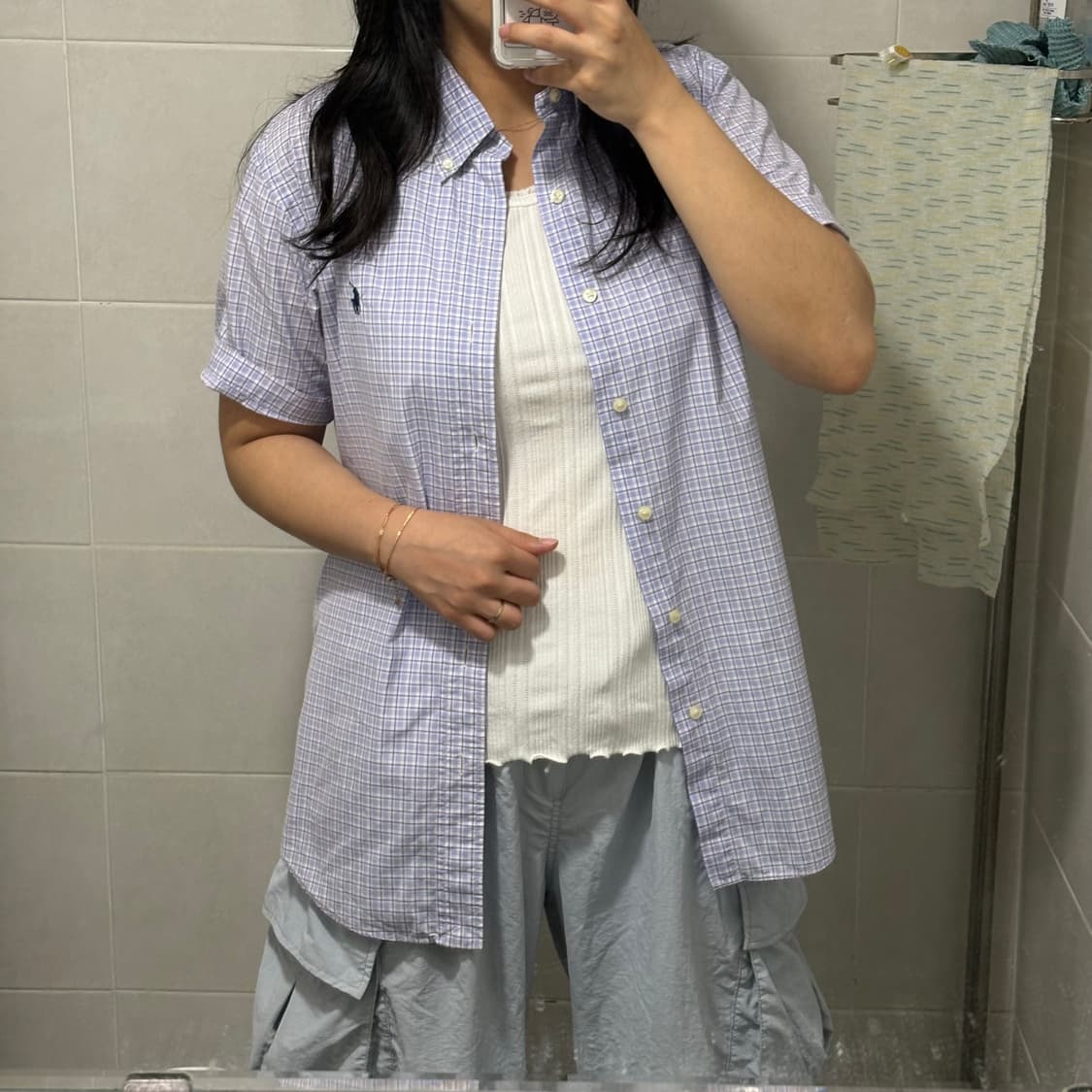 폴로 랄프로렌 라벤더🪻연보라 체크 반팔셔츠 상품이미지4