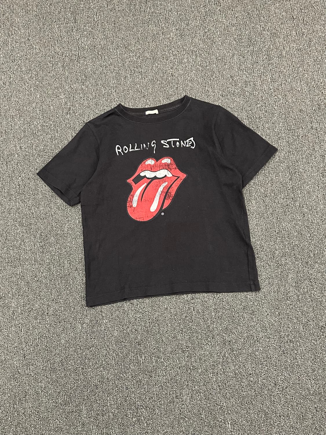 140)GU 롤링 스톤스 빈티지 여성 블랙 프린팅 반팔 상품이미지1