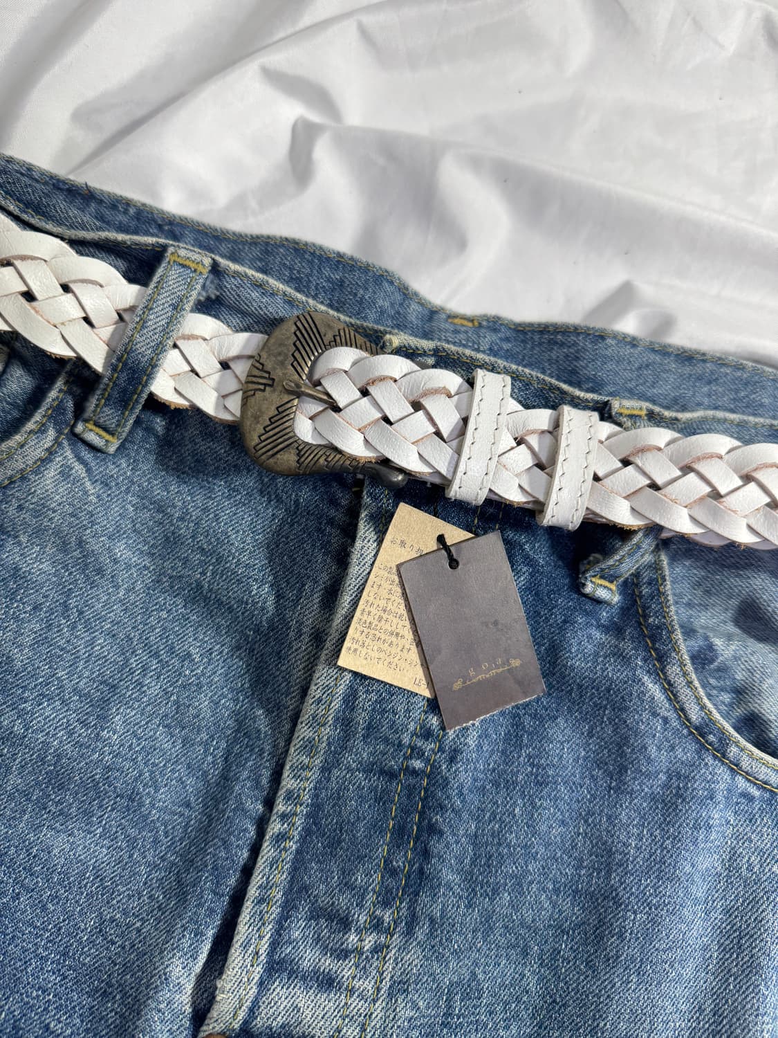 goa 위빙 웨스턴 버클 소 가죽 벨트 레더 상품이미지1