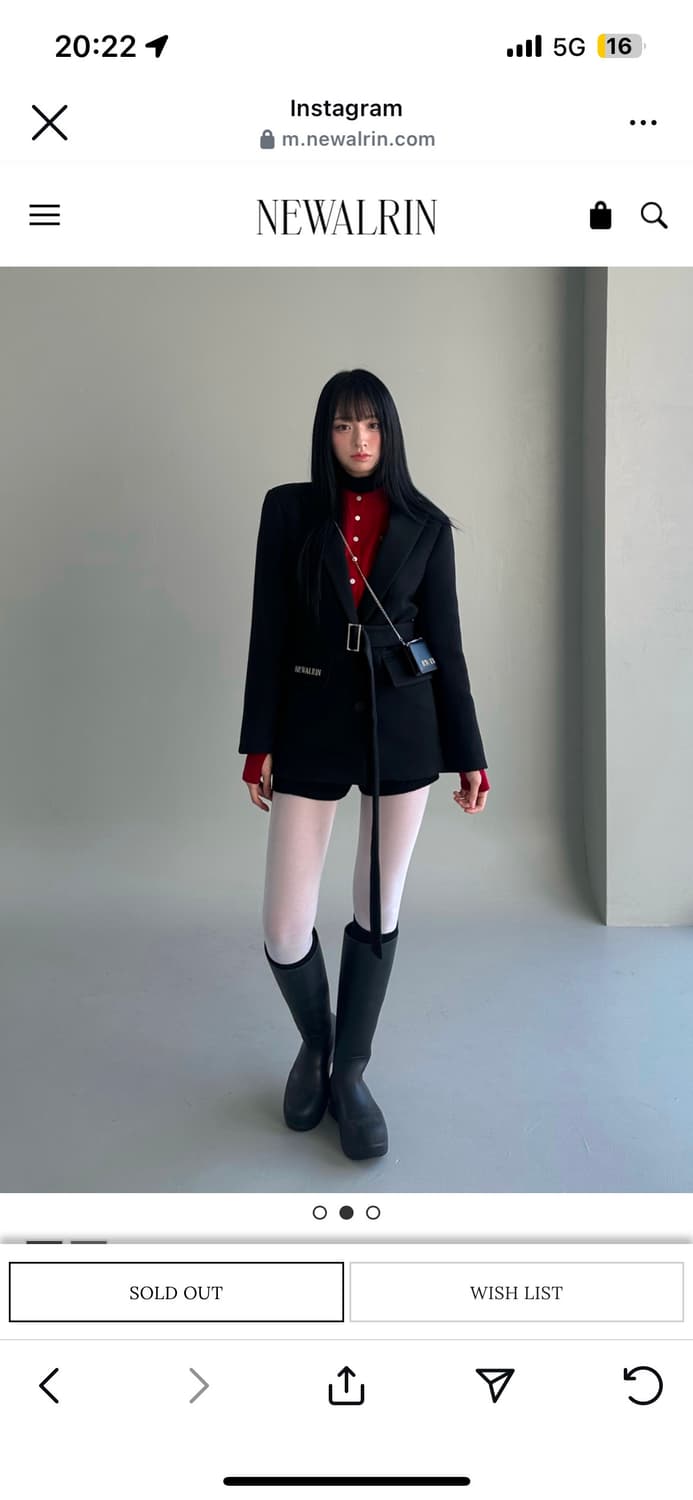 뉴얼린 엠블럼 클래식 울 자켓 + 벨트 세트 블랙  상품이미지2