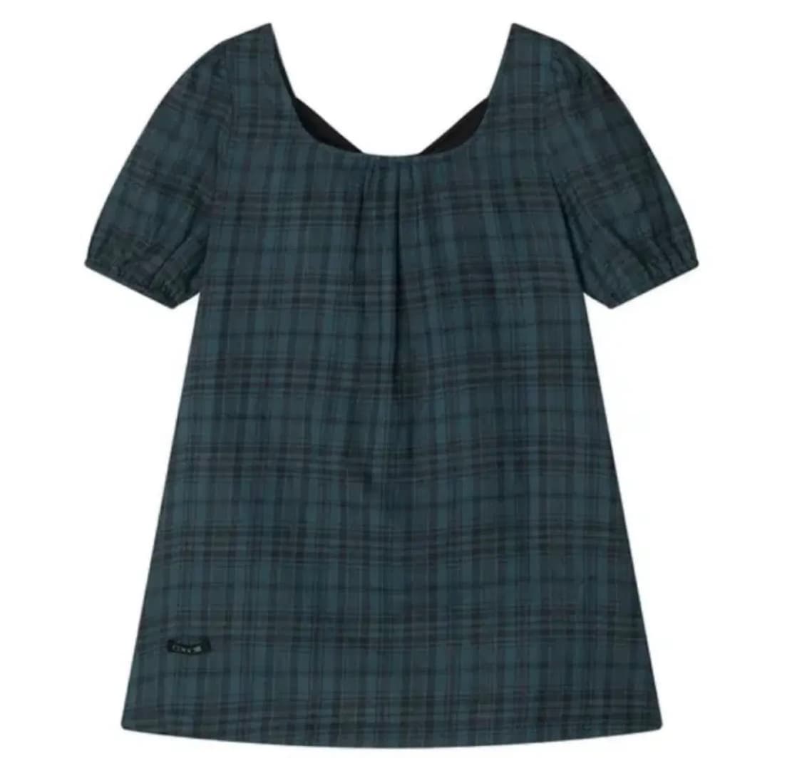 콜로신스 블락 타이 블라우스 틸 체크 상품이미지1