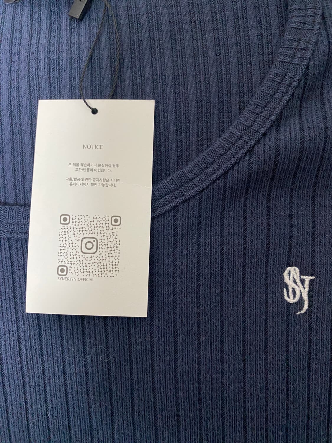 시너진 WOOD RIB LONG SLEEVE NAVY 상품이미지2