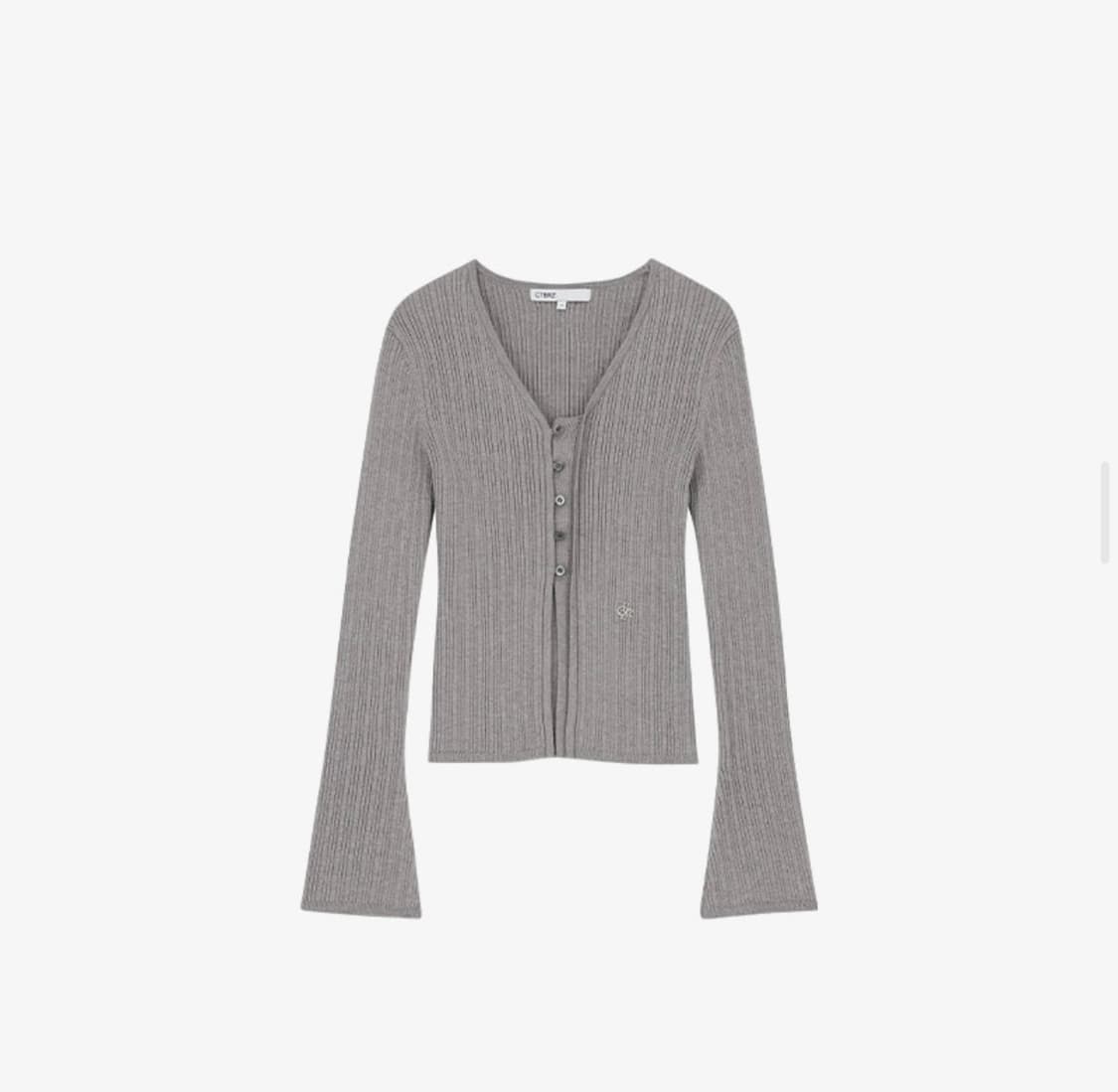 시티브리즈 골지 홀터넥 슬리브리스 가디건 세트_GREY 상품이미지5