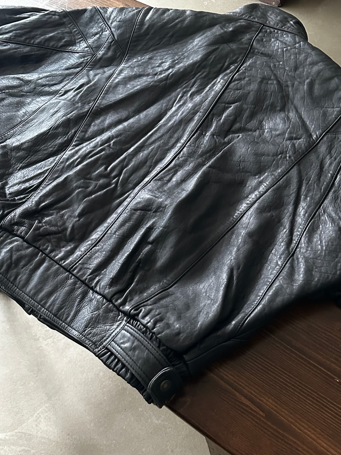 90s 빈티지 하이넥 레더 블루종  상품이미지5