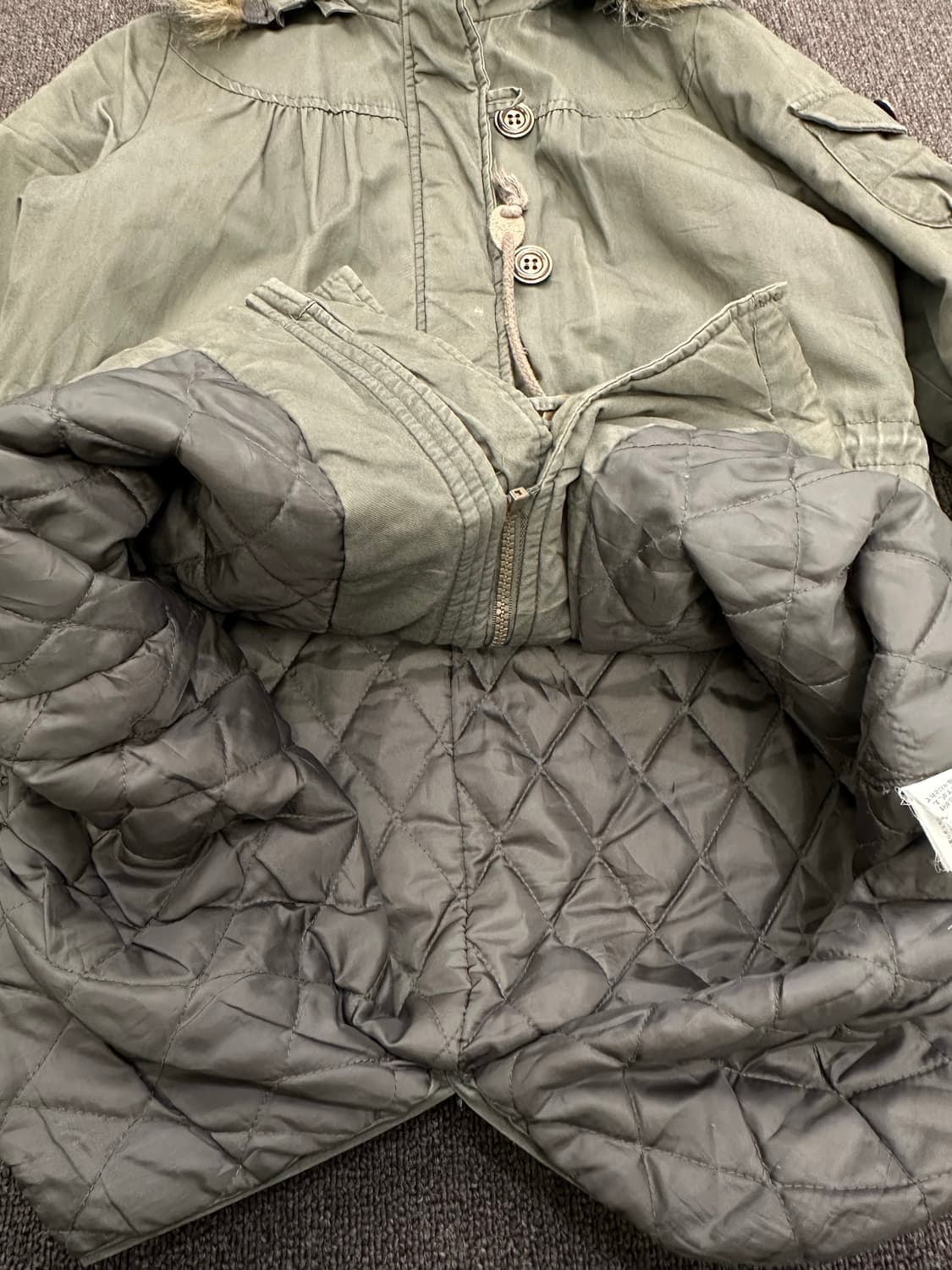 L)Japanese vintage 여성 퍼 후드 패딩 자켓 상품이미지7