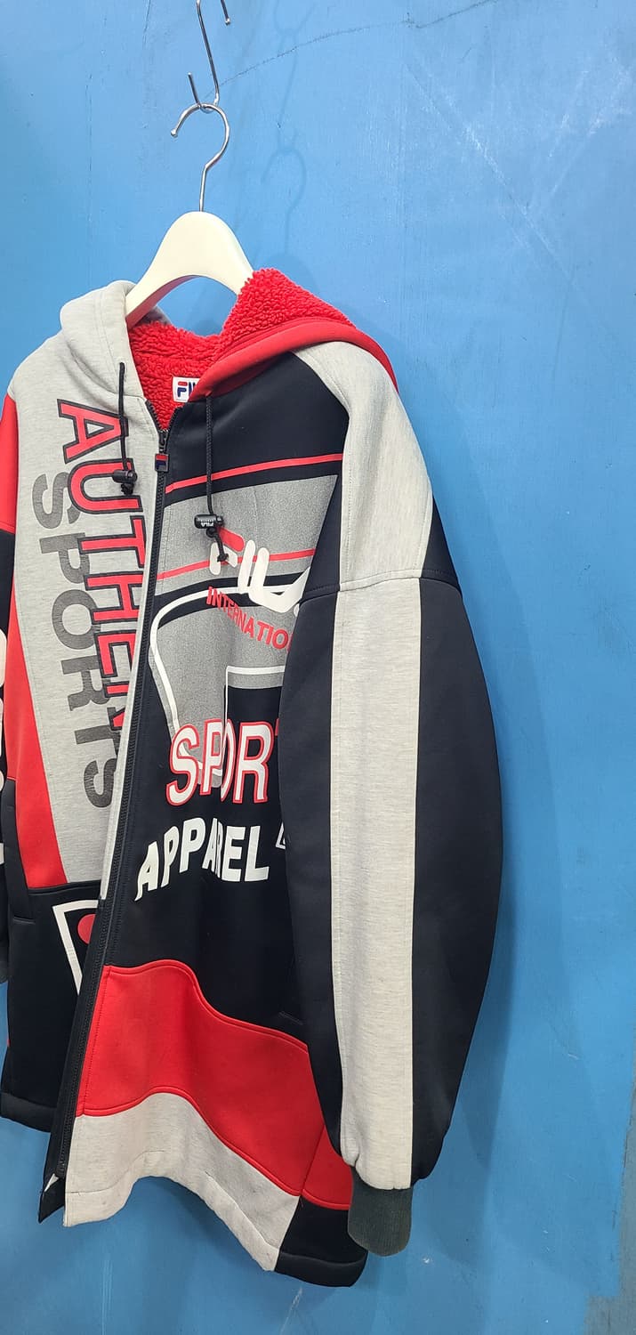 90s 일본판 정통휠라 양털후리스집업후드자켓 상품이미지4