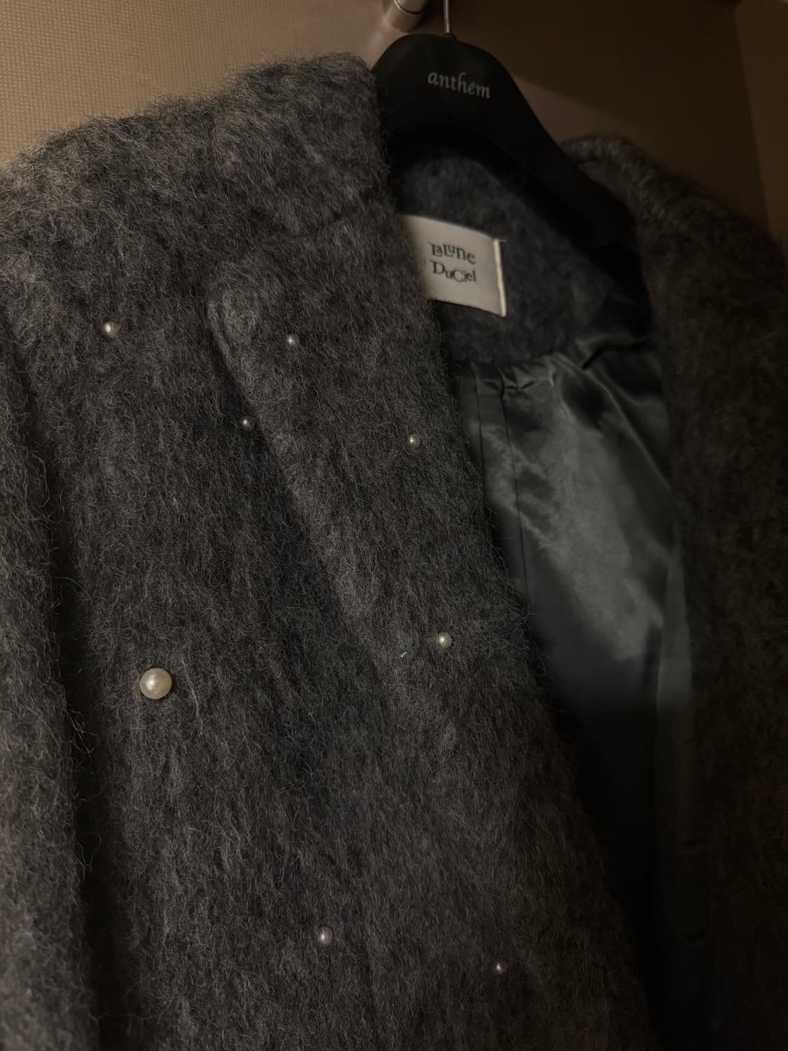 진주펄 모헤어 울 롱코트 그레이 상품이미지2