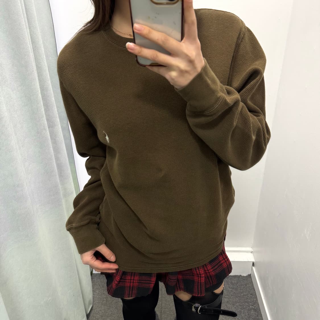 폴로 카키 와플 니트 상품이미지2