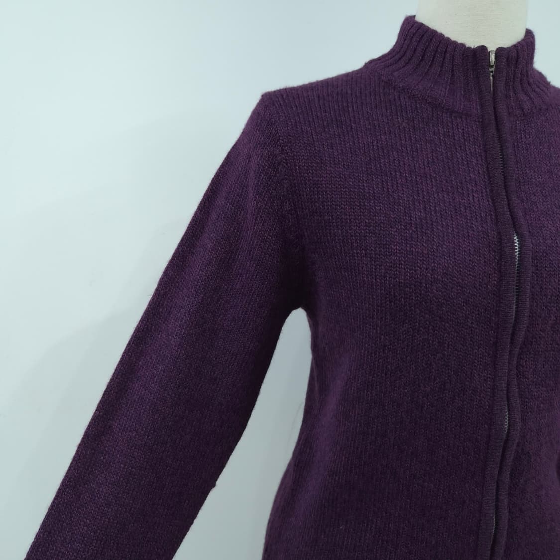 LOZERE 울혼방 퍼플 하이넥 집업 니트 가디건  상품이미지5