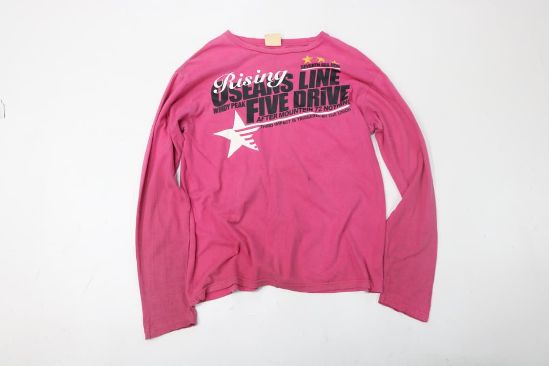 빈티지 핫핑크 "FIVE DRIVE" 그래픽 롱슬리브 티셔츠 (L) 상품이미지6