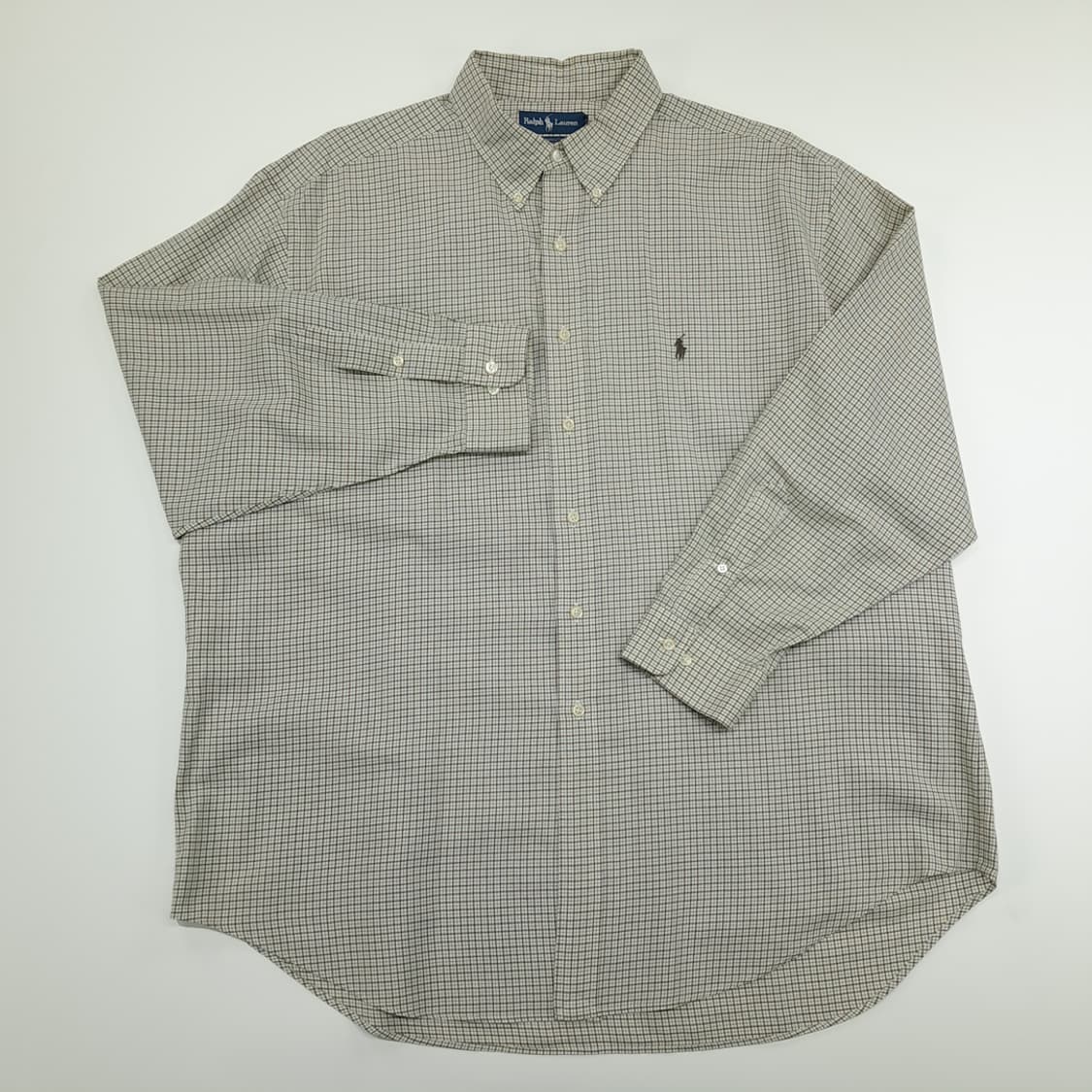 CN789 2XL 폴로 랄프로렌 브라운그린 마이크로체크 긴팔 셔츠 남방 상품이미지2