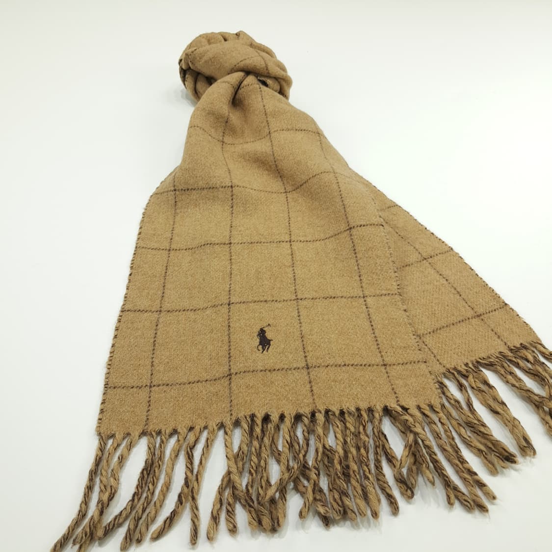 MX156 폴로 랄프로렌 브라운 램스울 양면 목도리 머플러 상품이미지2