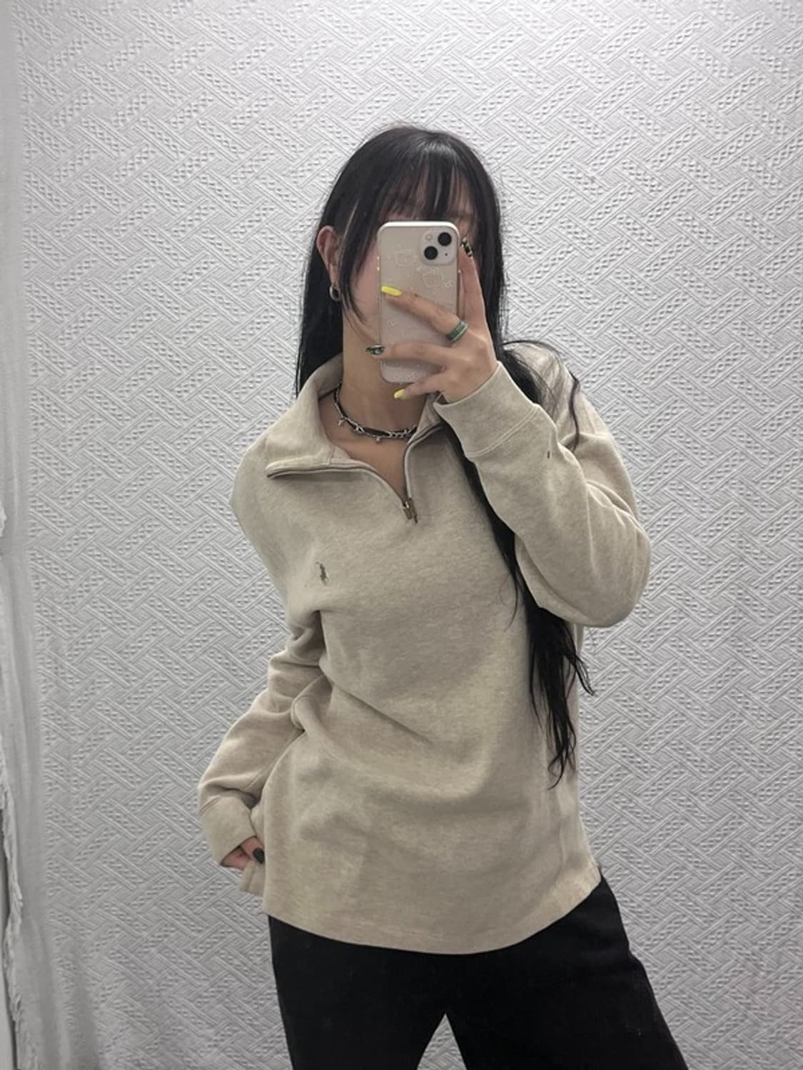 폴로 랄프로렌 빈티지 폭닥 오트밀 반집업 니트 L C07446 상품이미지2