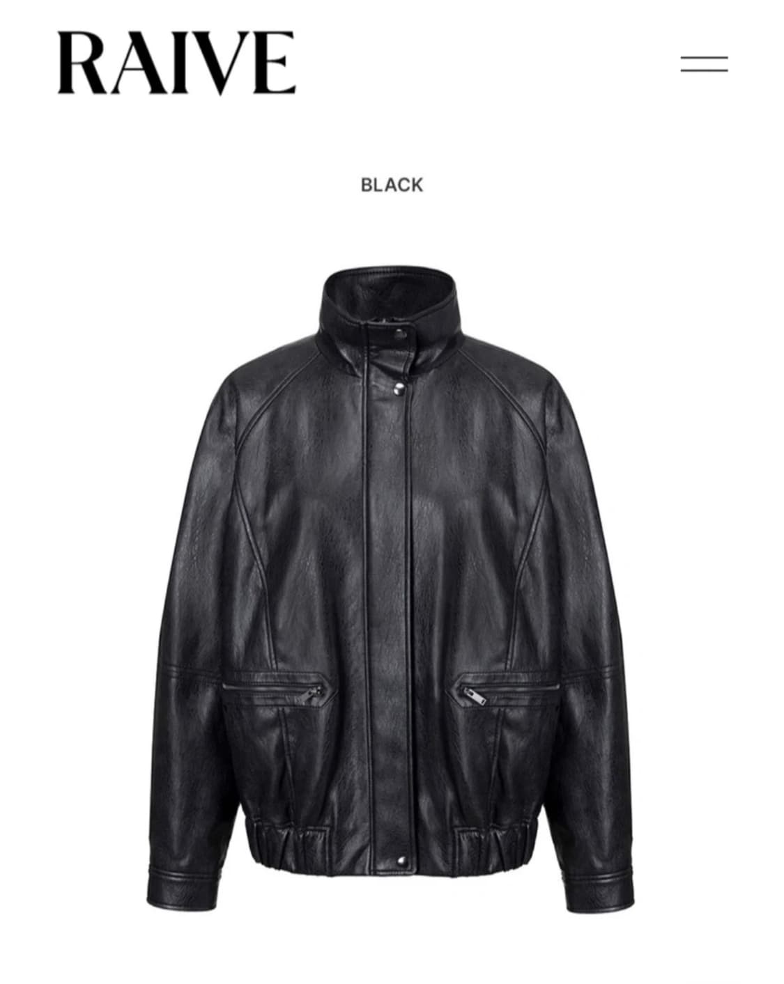레이브 하이넥 레더 블루종 자켓 블랙 01사이즈 상품이미지1