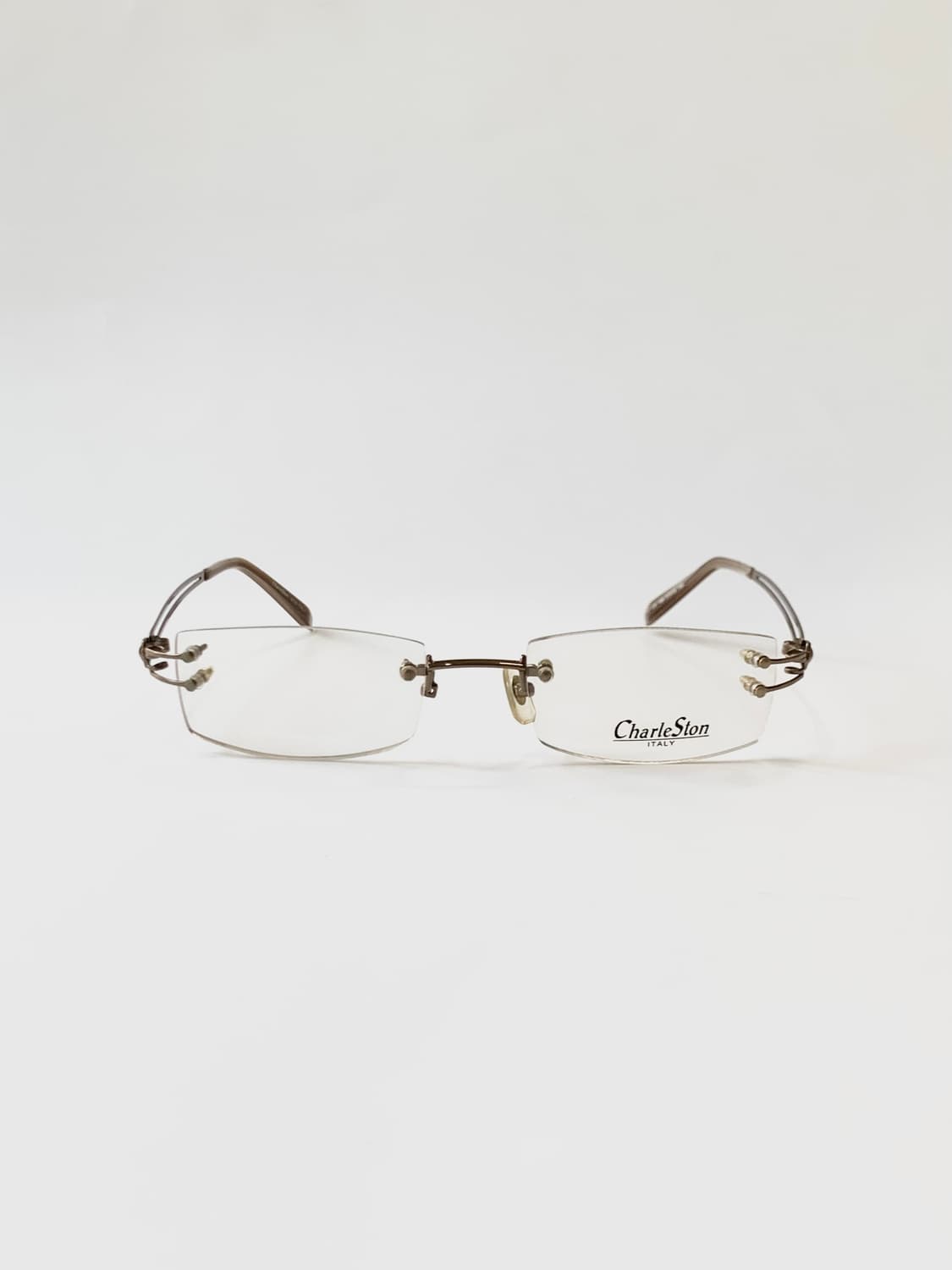 [픽키-664] 브라운 하프림 무테 메탈 안경 슬림 투라인 템플  상품이미지2