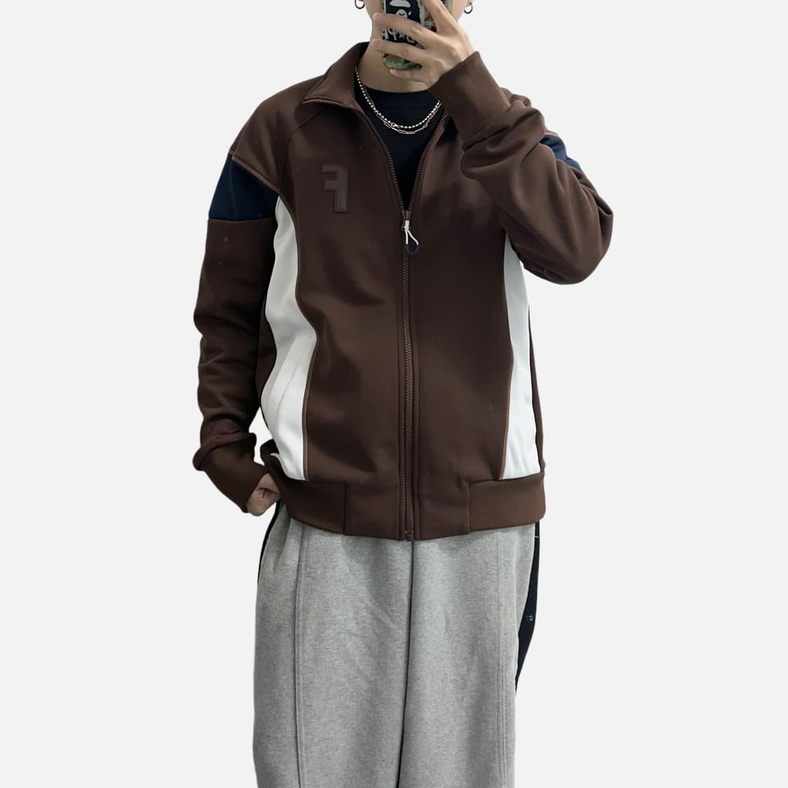 휠라 브라운 배색 플리스 져지 트랙탑 상품이미지3