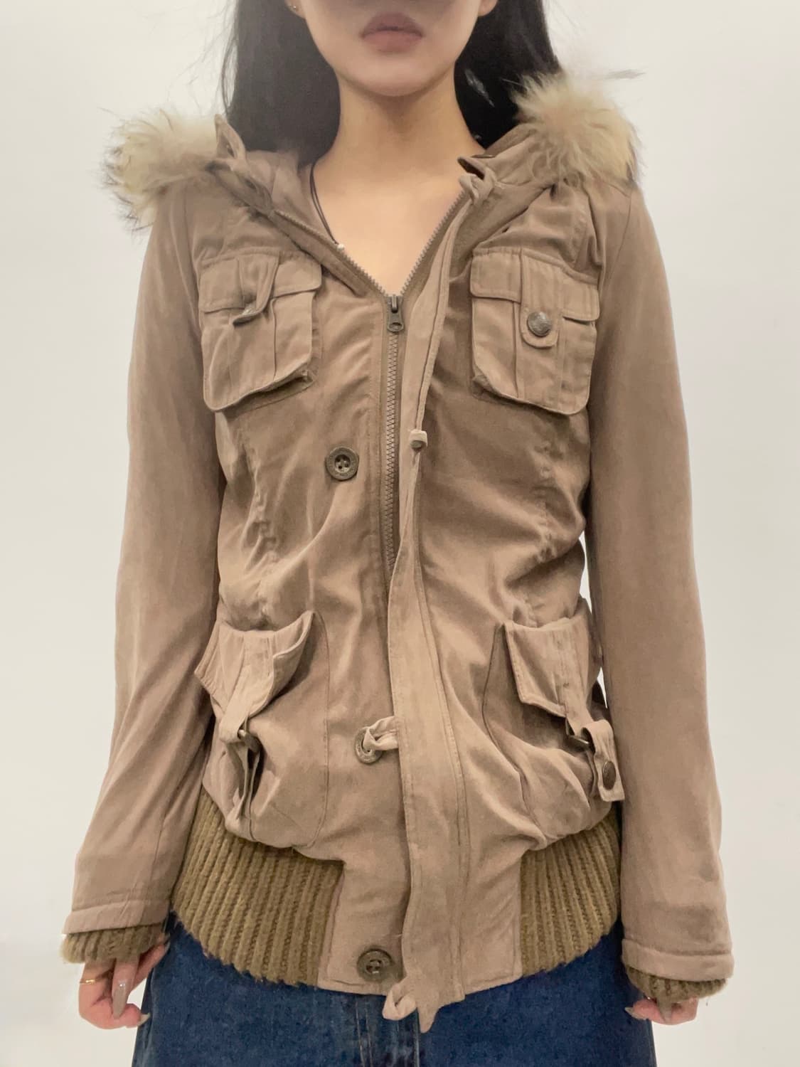  beige hoodie fur y2k jacket 상품이미지1
