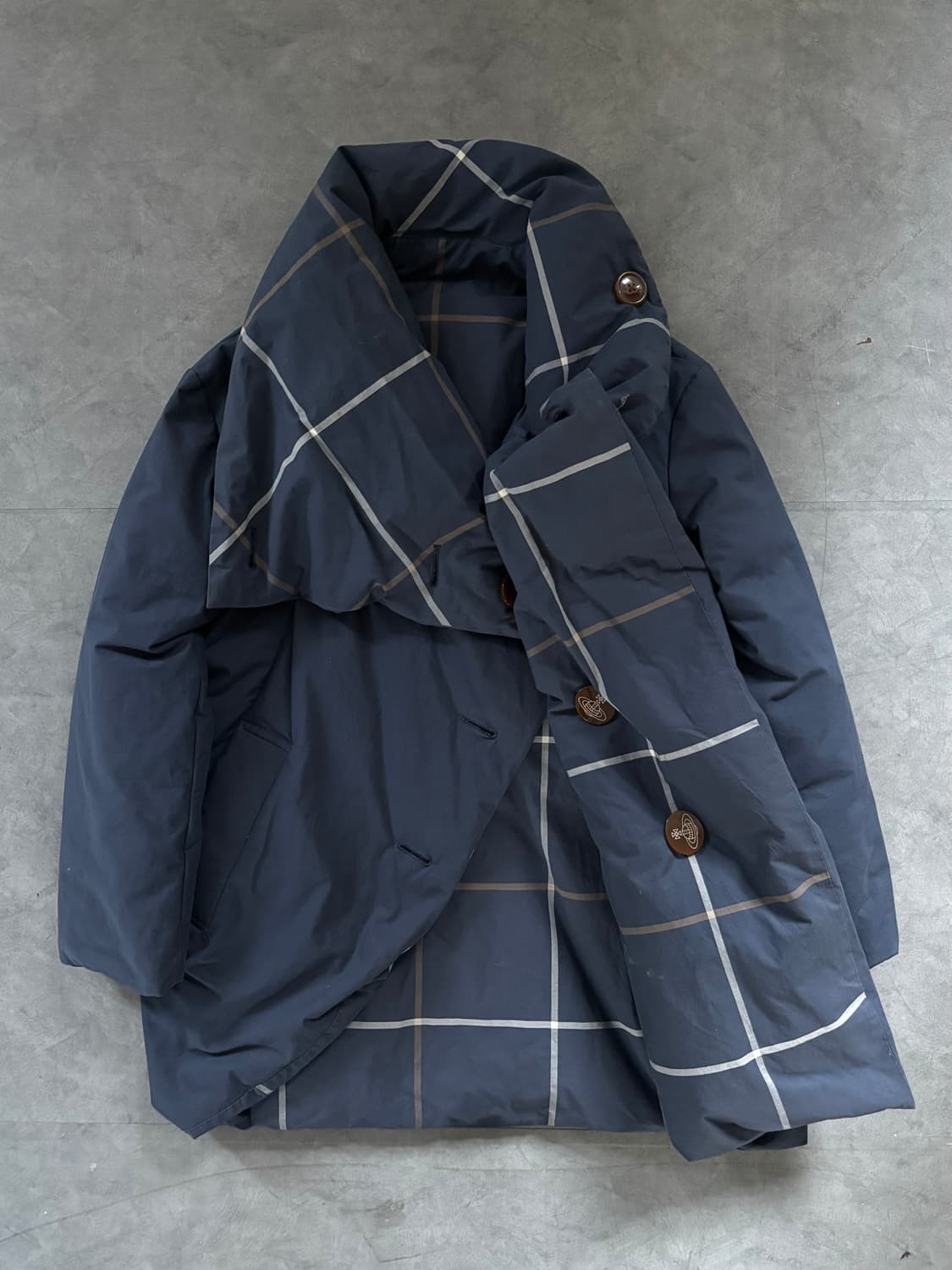 Vivienne Westwood 레드 라벨 블루 체크 리버시블 다운자켓 상품이미지3