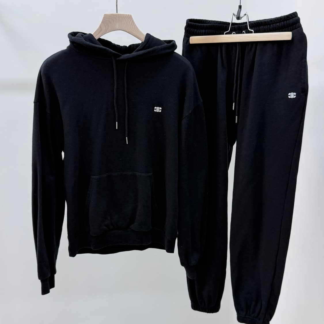 [S+급/M] 셀린느 트리오페 후드티 조거팬츠 트레이닝 셋업 블랙 상품이미지1