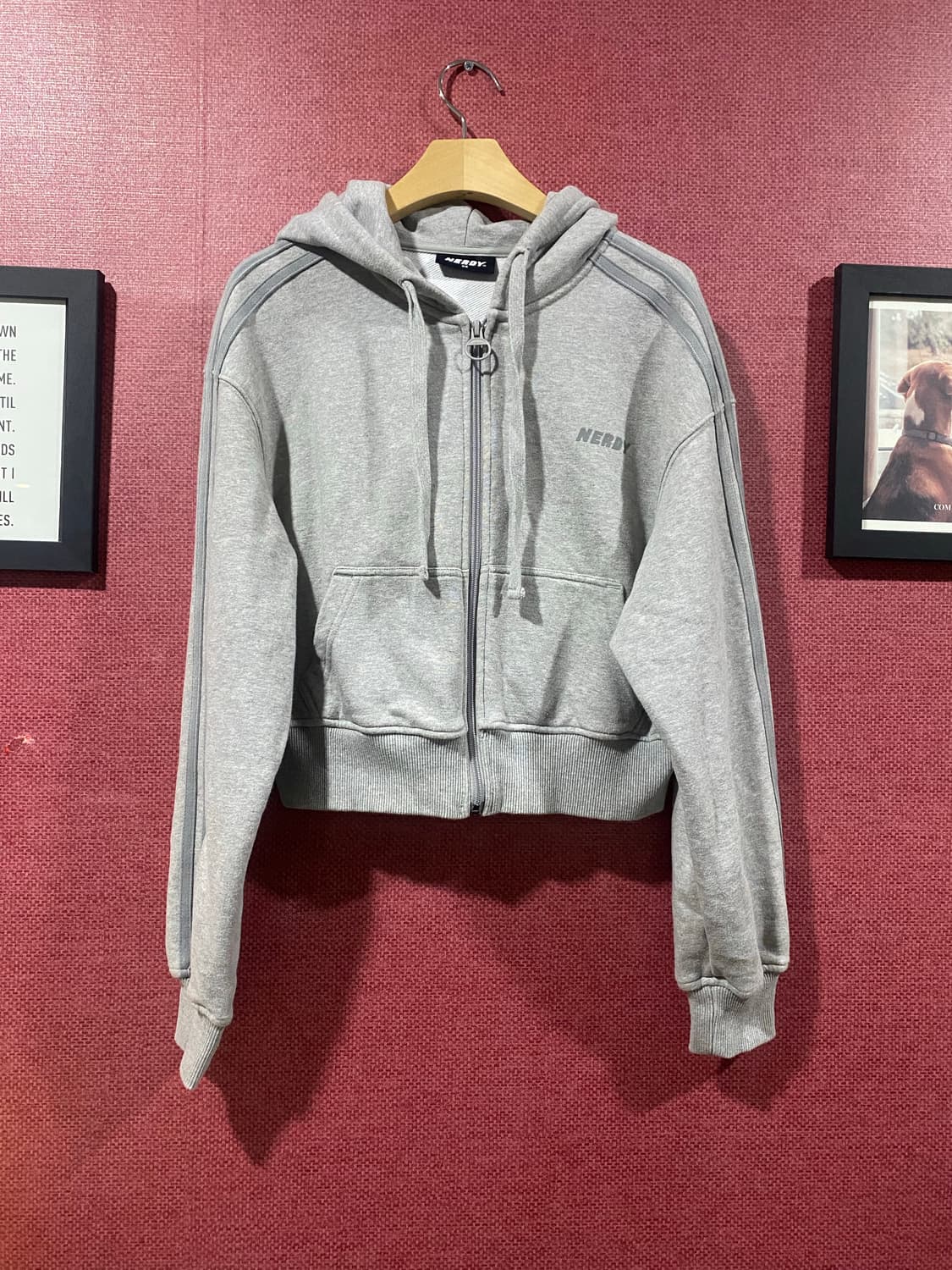널디 크롭 후드집업 XS 멜란지 그레이 상품이미지1