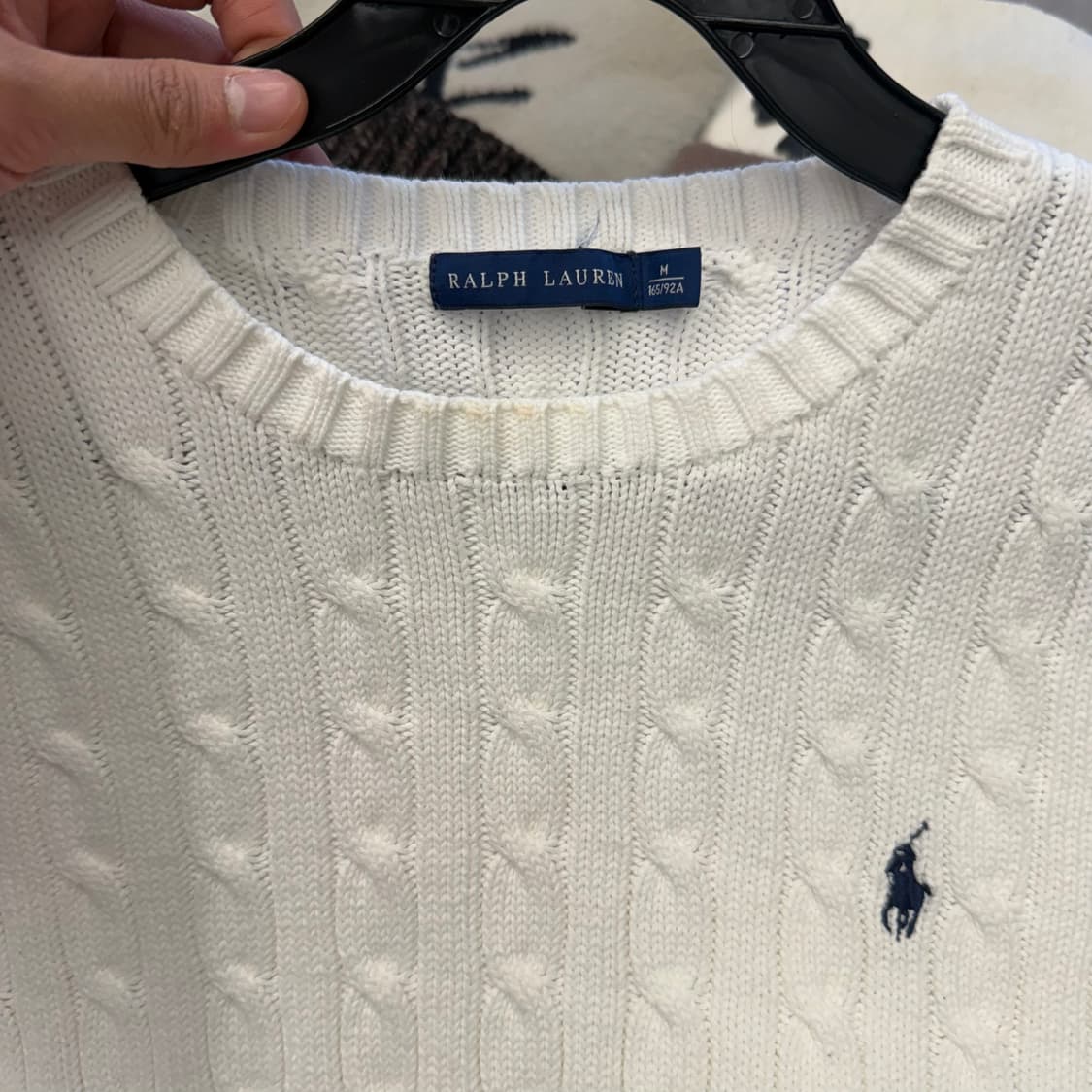 M 폴로랄프로렌 여성용 화이트 케이블 니트  상품이미지7