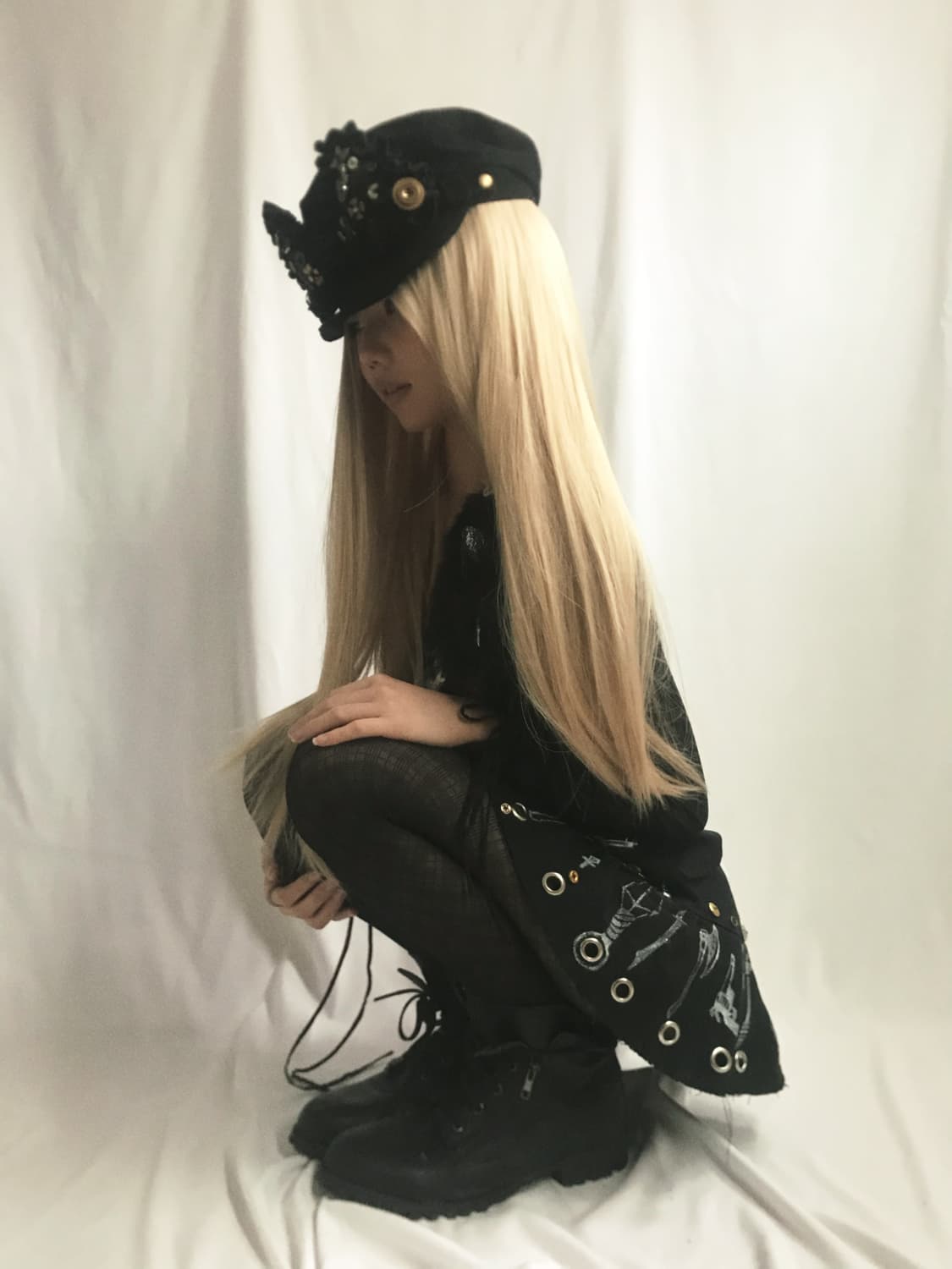 Custom)Weapon tattoo eyelet/charm skirt 상품이미지3