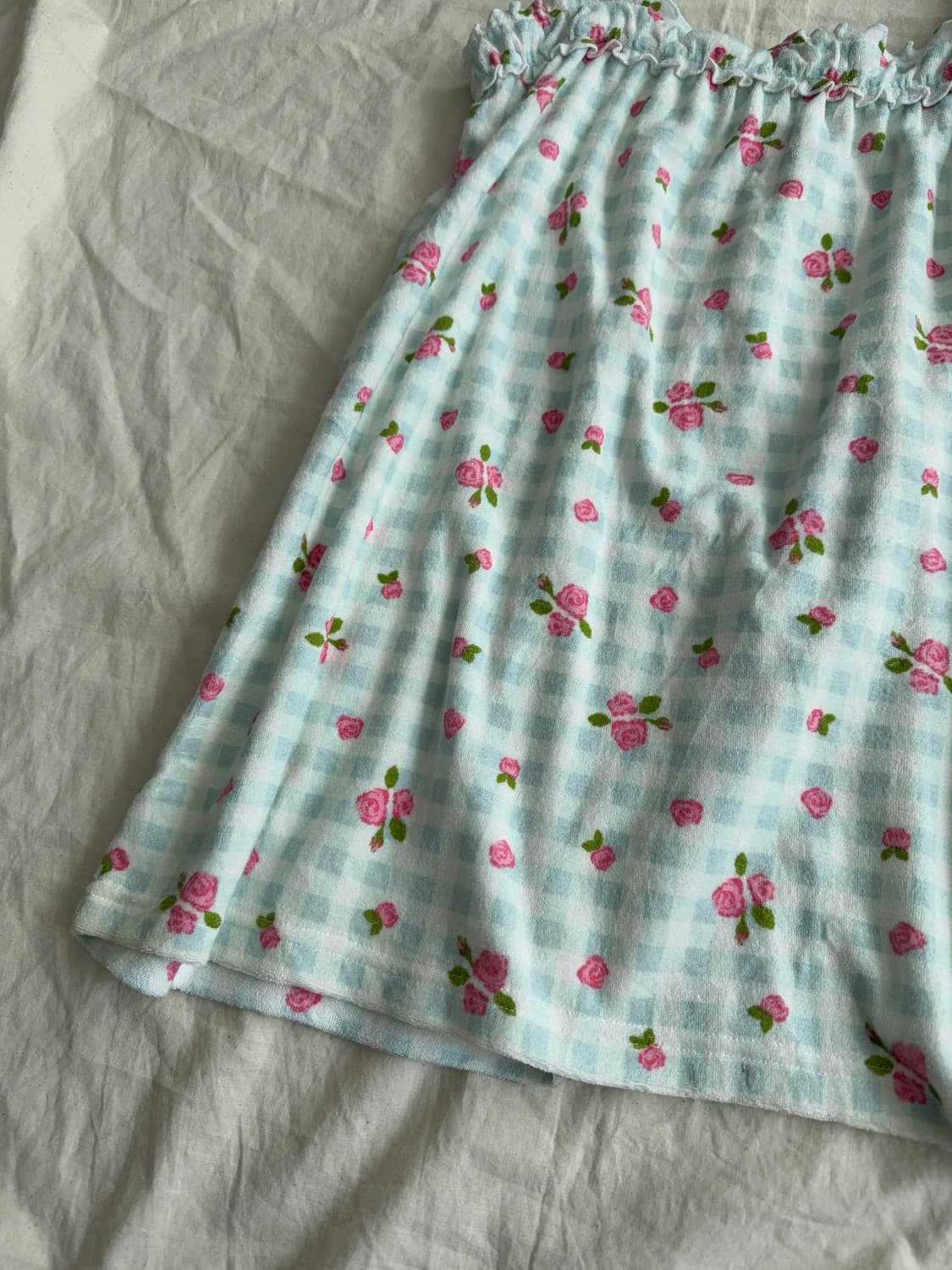 애플민트 하이틴 러블리 체크 테리 슬리브리스 상품이미지5