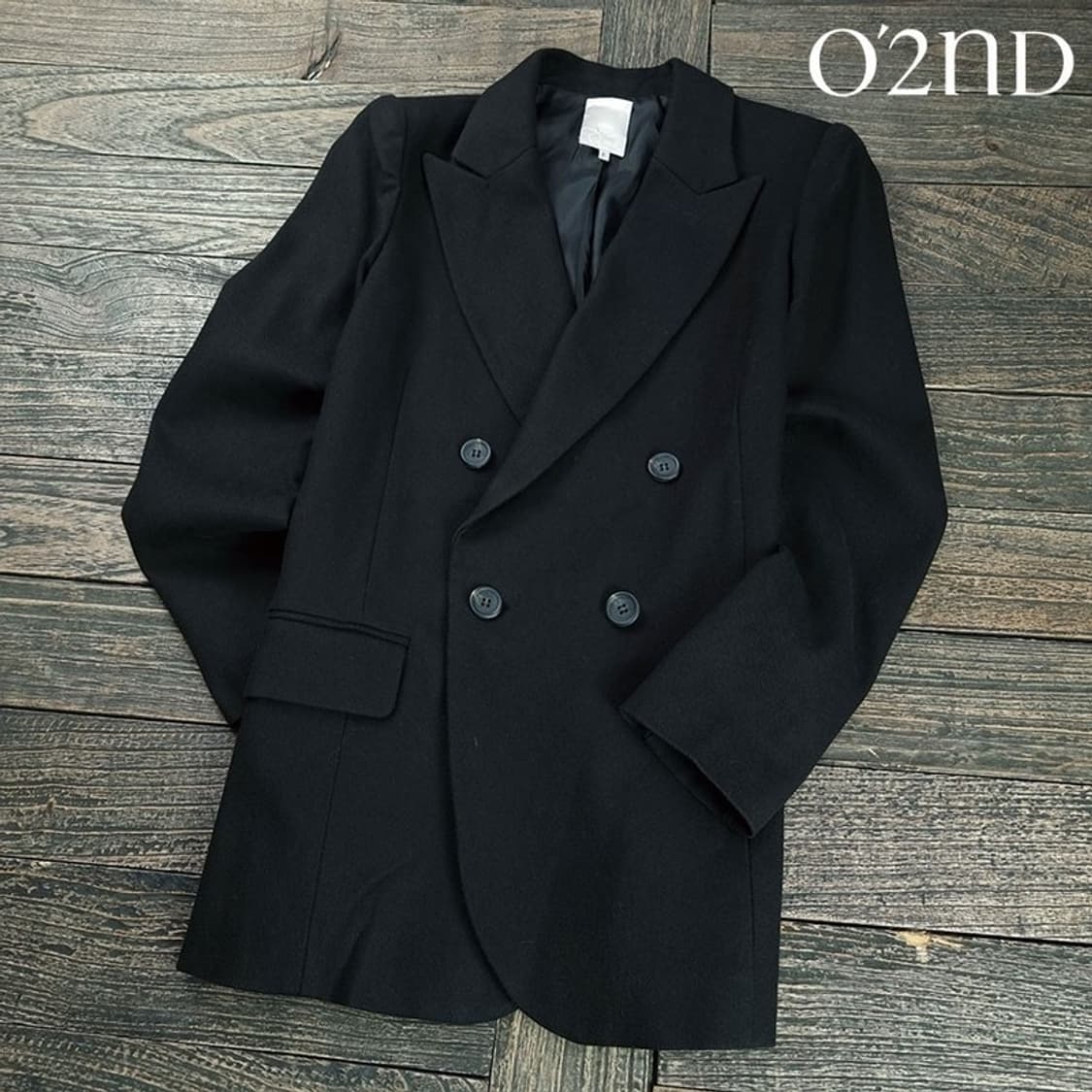 [오즈세컨] 노치드 라펠 더블 블레이저 블랙 M19049 상품이미지1