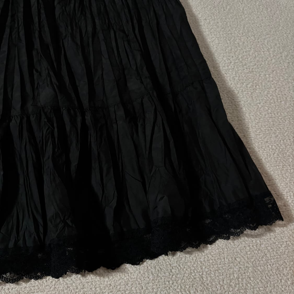 일본빈티지 블랙 셔링 치마 스커트 상품이미지3
