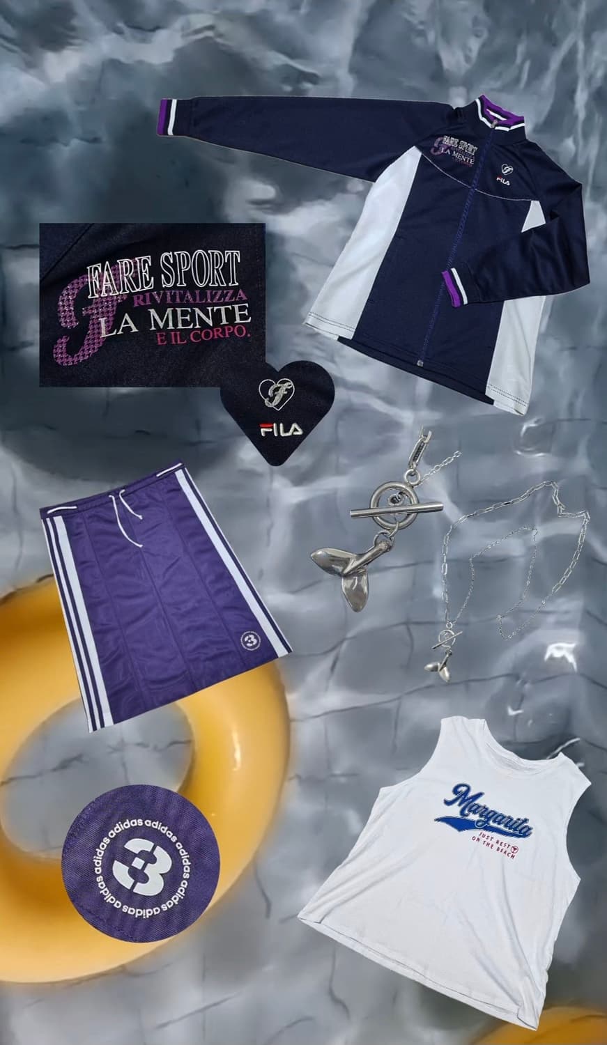 퍼플 스포티 코디 세트 (2벌) (휠라 져지, 아디다스 스커트) 상품이미지2