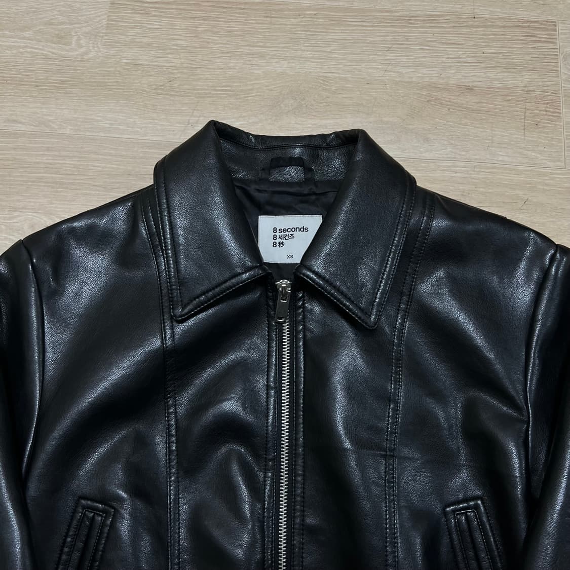 에잇세컨즈 여성 크롭 레더 라이더 가죽자켓 [블랙] XS/85 상품이미지2
