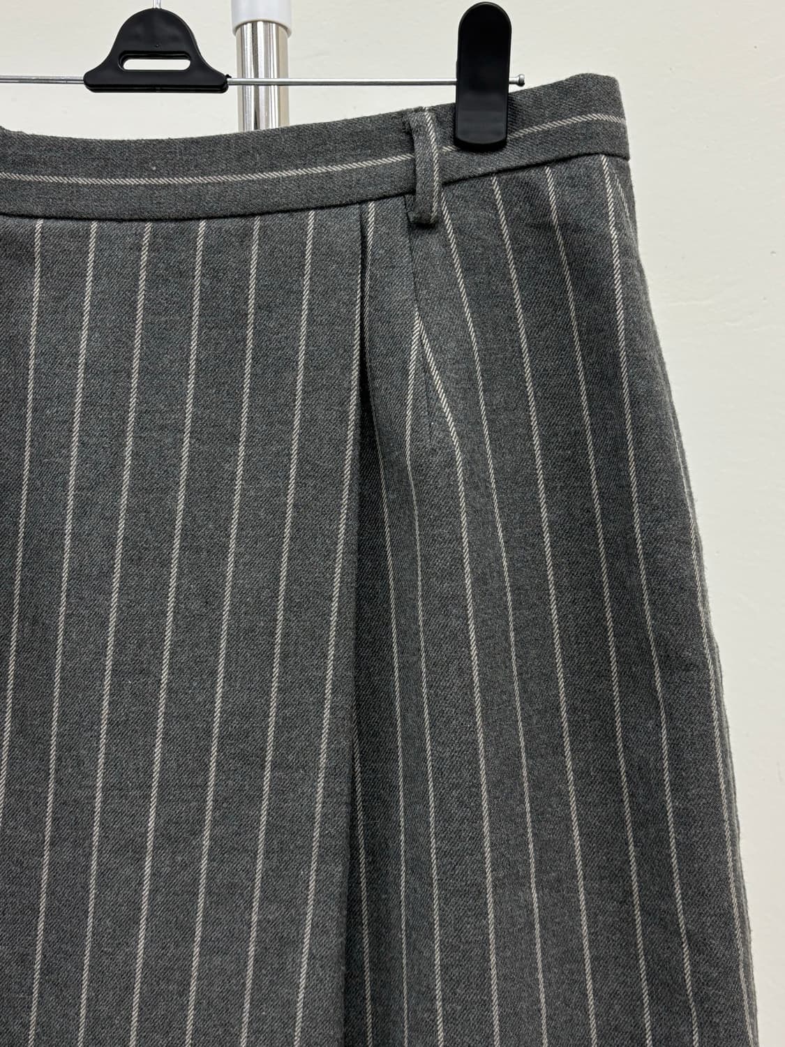 빈티지 차콜 스트라이프 미디 스커트 상품이미지5