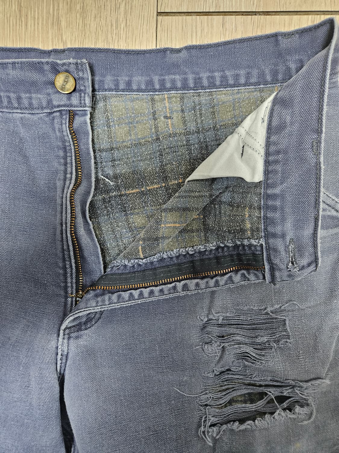 90s 칼하트 플란넬 싱글니 팬츠 상품이미지2