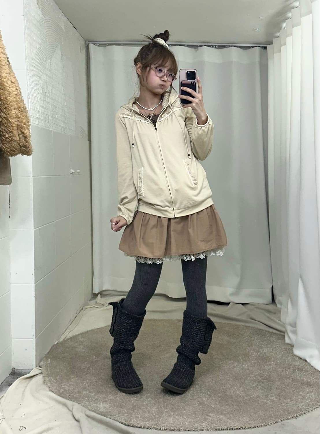 엑시즈팜 아이보리 더블버튼 히메 모리 코디세트 상품이미지3