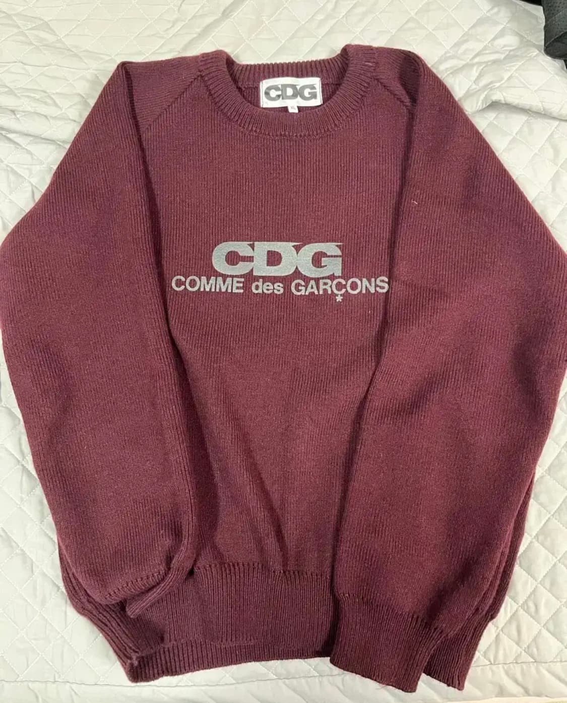 꼼데가르송 라운드 풀오버 니트 XL 버건디 상품이미지1