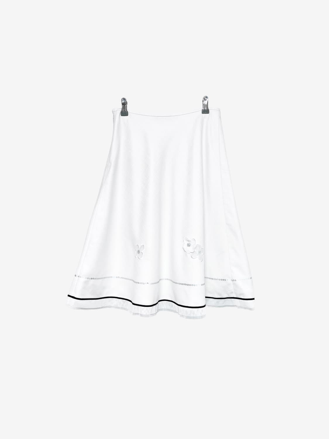 Floral Embroidery Midi Skirt - White 상품이미지7