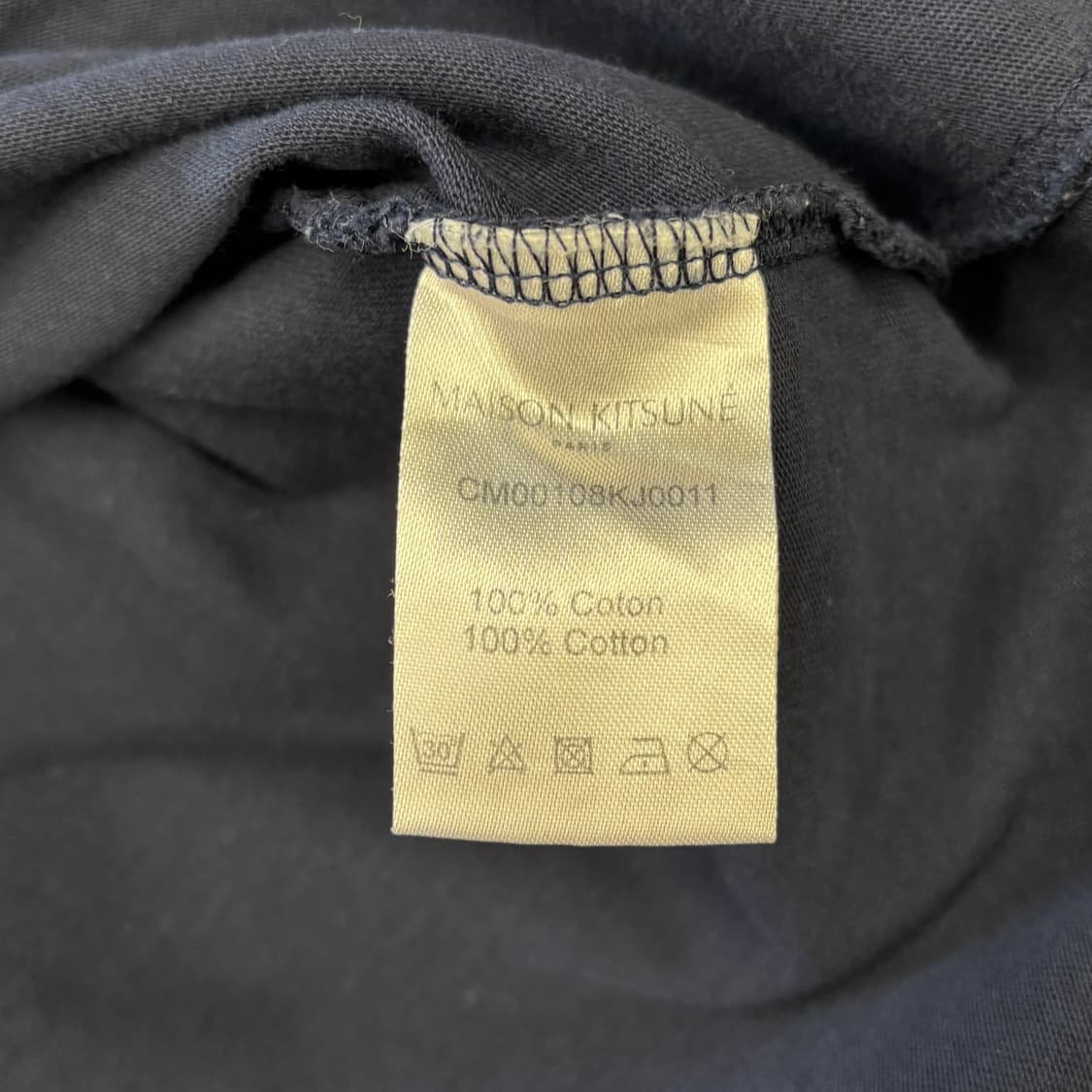 L 메종키츠네 더블폭스 트리컬러 네이비 반팔티 상품이미지5