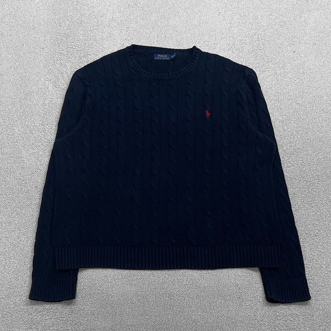 폴로 랄프로렌 포니 로고 케이블 라운드 니트 네이비 상품이미지1