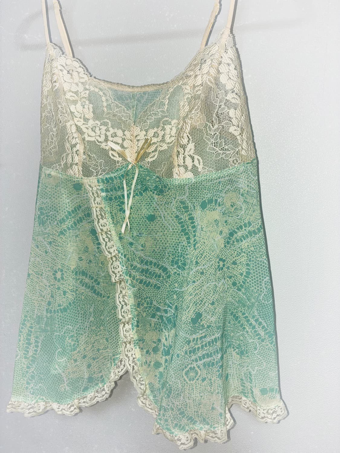 일본 빈티지 페어리 민트 레이스 슬립탑 상품이미지4