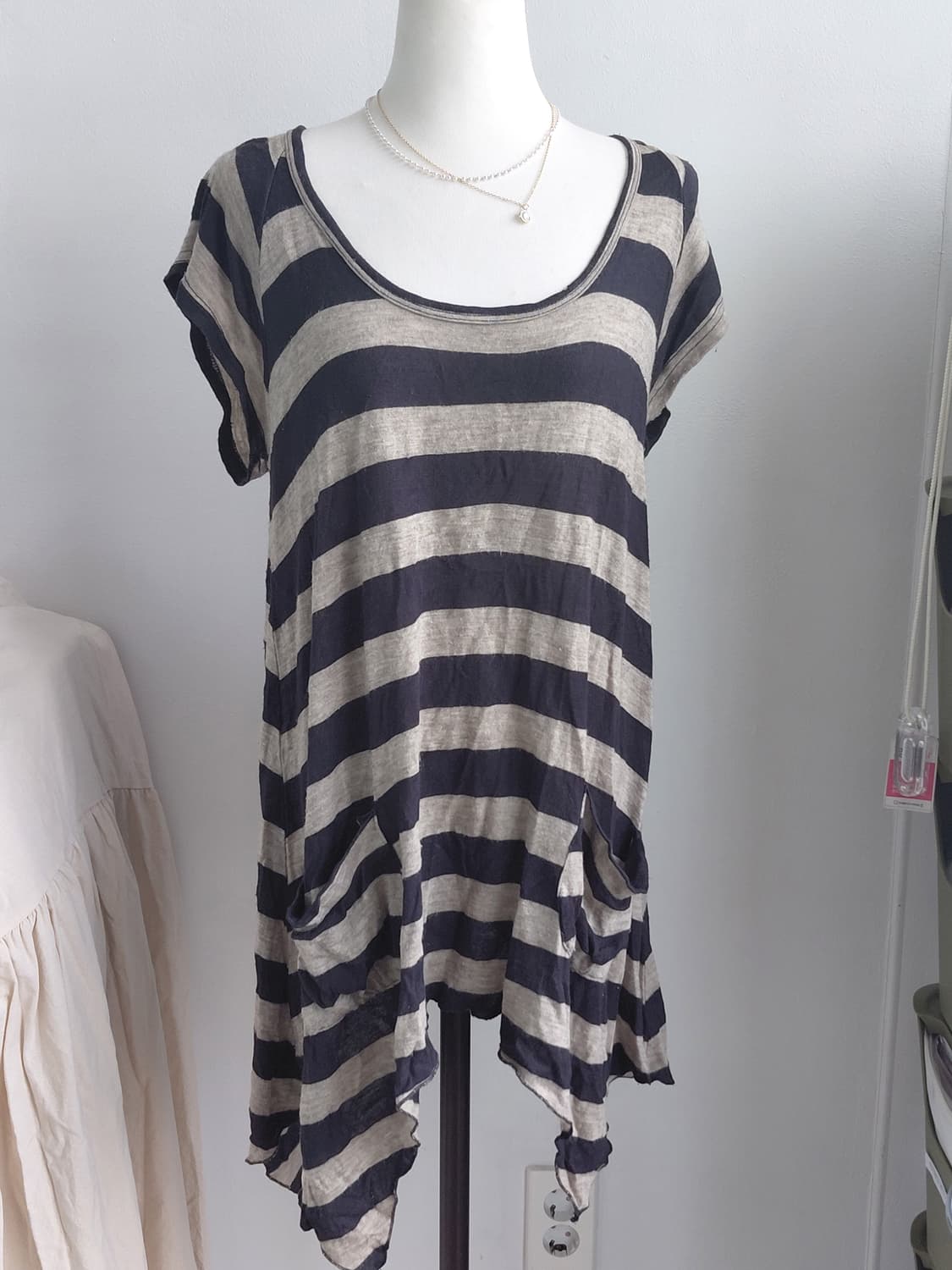 [일본빈티지] 스트라이프 벙벙이 포켓 반팔 티셔츠 상품이미지1