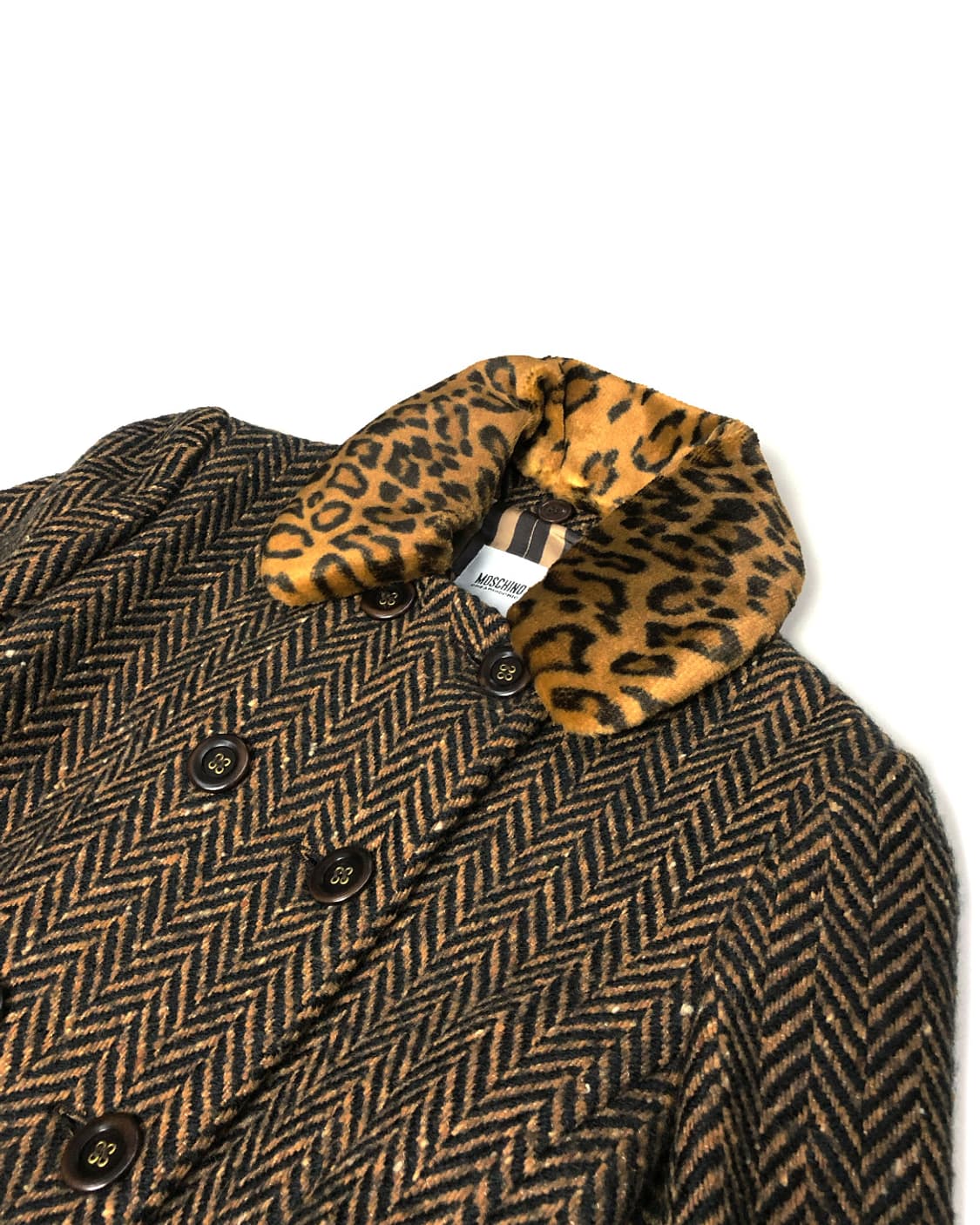 MOSCHINO 더블버튼 헤링본 반코트 (카라 탈부착 가능) 상품이미지3