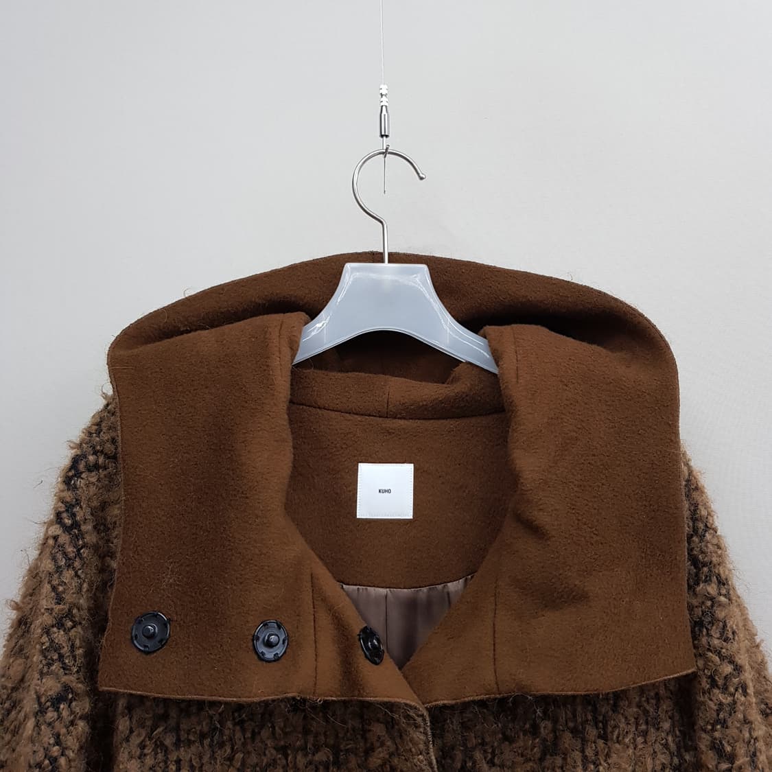 KUHO 구호 부클 텍스처 후드 롱 코트 88-96-165사이즈 상품이미지3