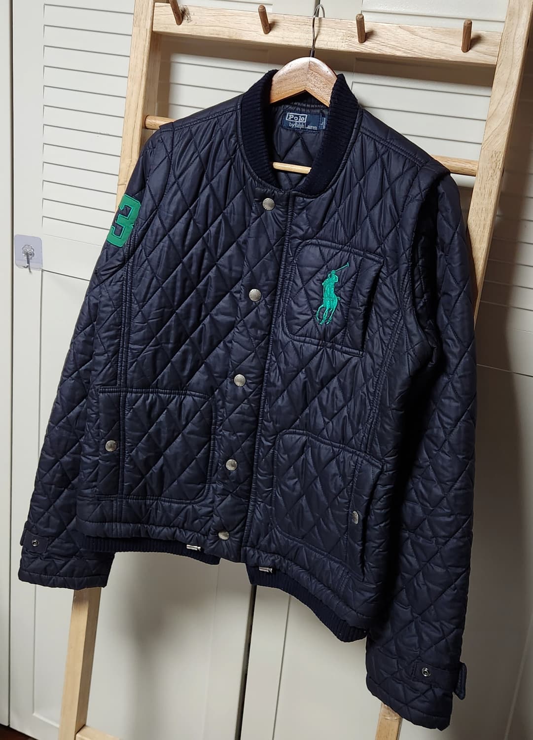 폴로 랄프로렌 빅포니 그린x딥네이비 퀄팅 자켓 상품이미지2