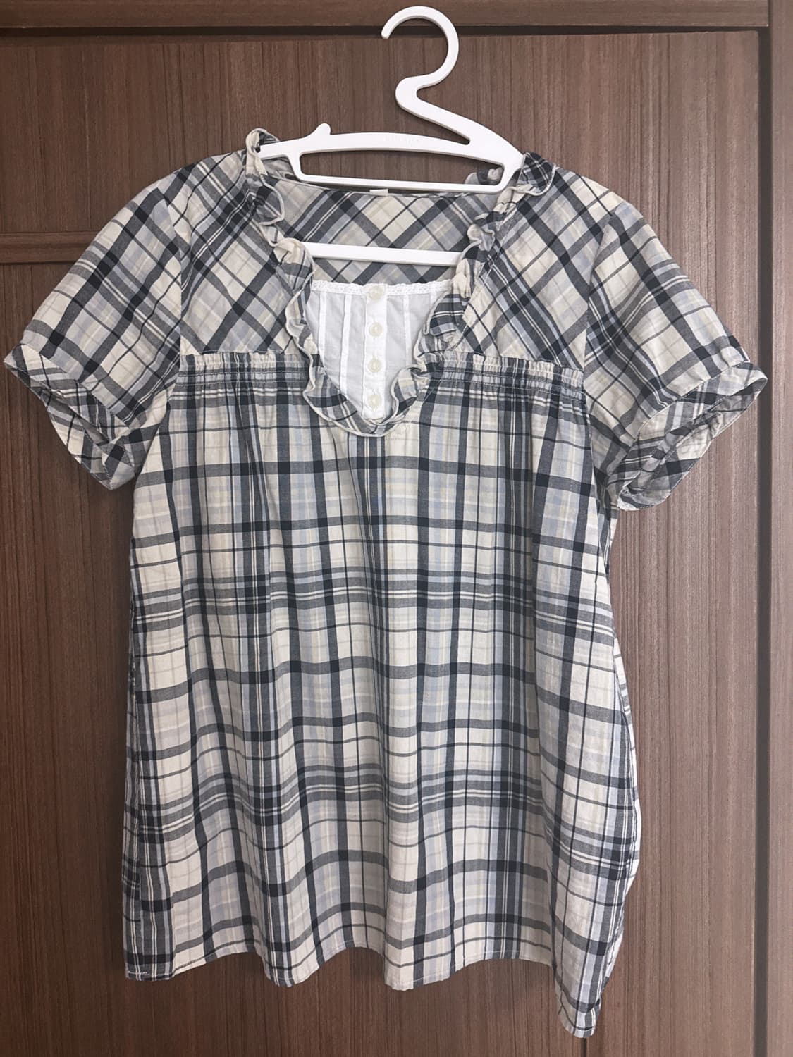 모리걸 레이어드 느낌 체크 반팔 판매합니다!  상품이미지1