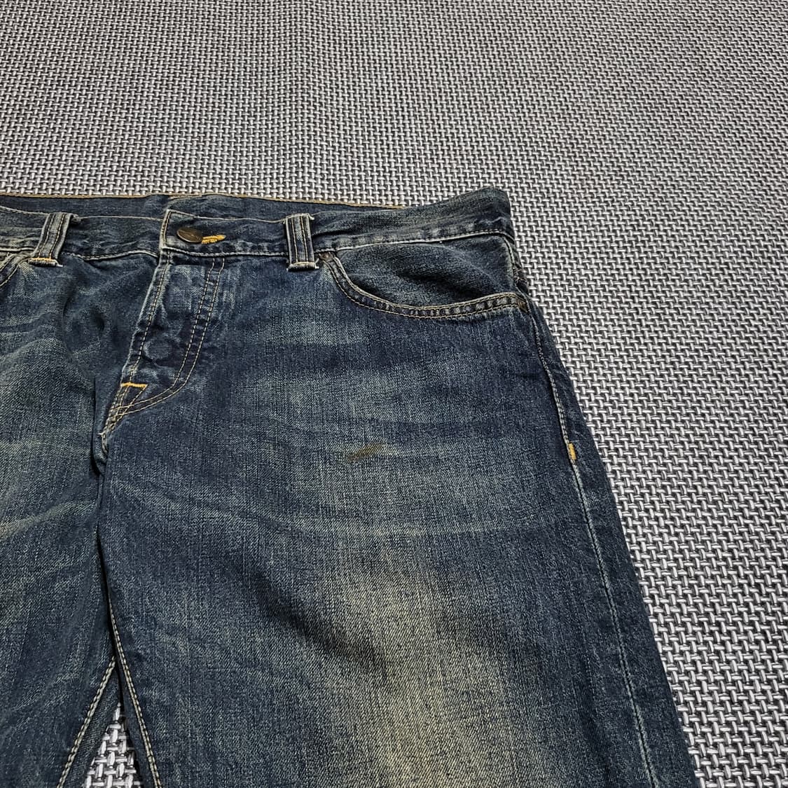 칼하트 빈티지 레더 패치  워크 워싱 데님 팬츠 (32) 상품이미지6